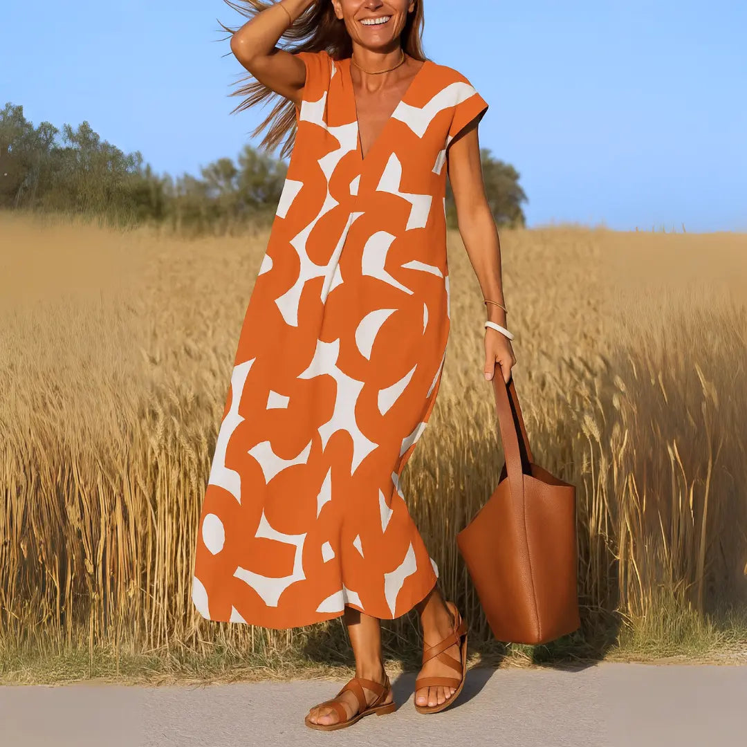 Valérie | Flowy V-Neck Dress - TARHUS