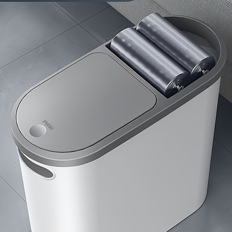10L Bathroom Trash Can with Lid – Narrow Space Press-Type Bin for Modern Homes TARHUS Home Goods
