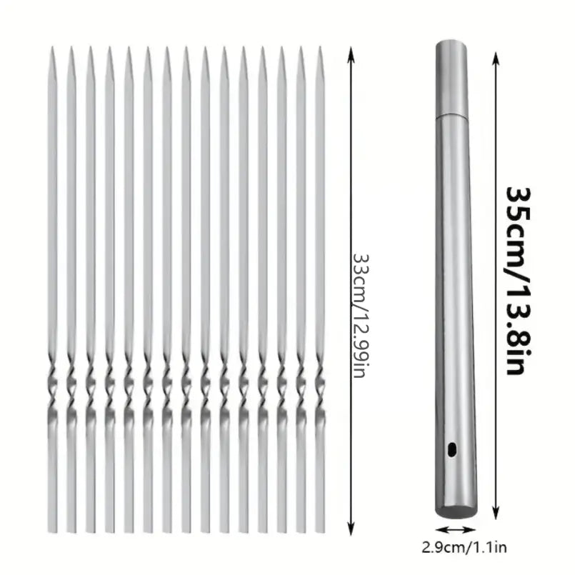 FlameCraft | Stainless Steel BBQ Skewers Set – Reusable with Storage Tube TARHUS Kitchen Accessories