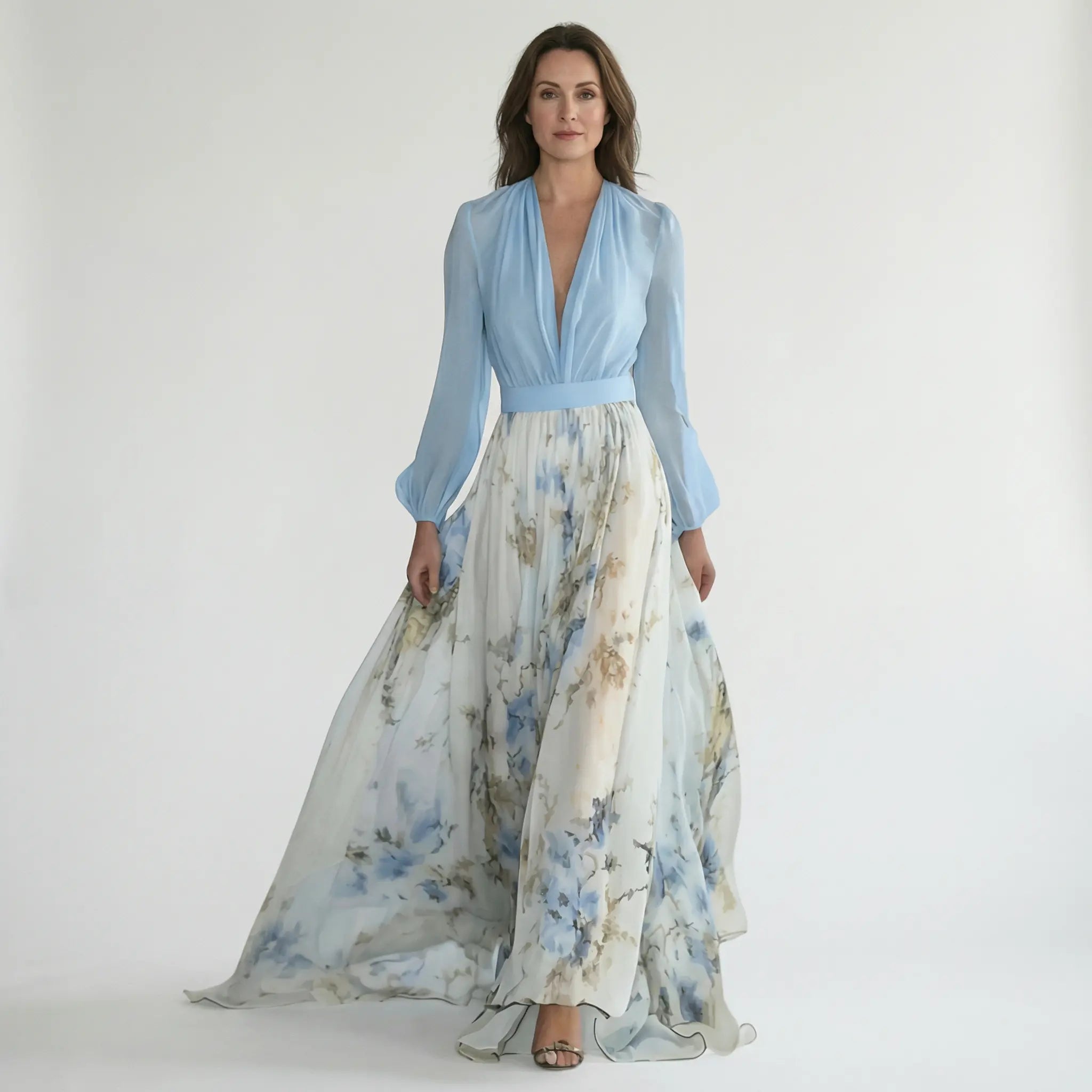 Pleated Chiffon Floral Maxi Wedding Guest Dress for Women TARHUS SS - Womens - Maxi Dress