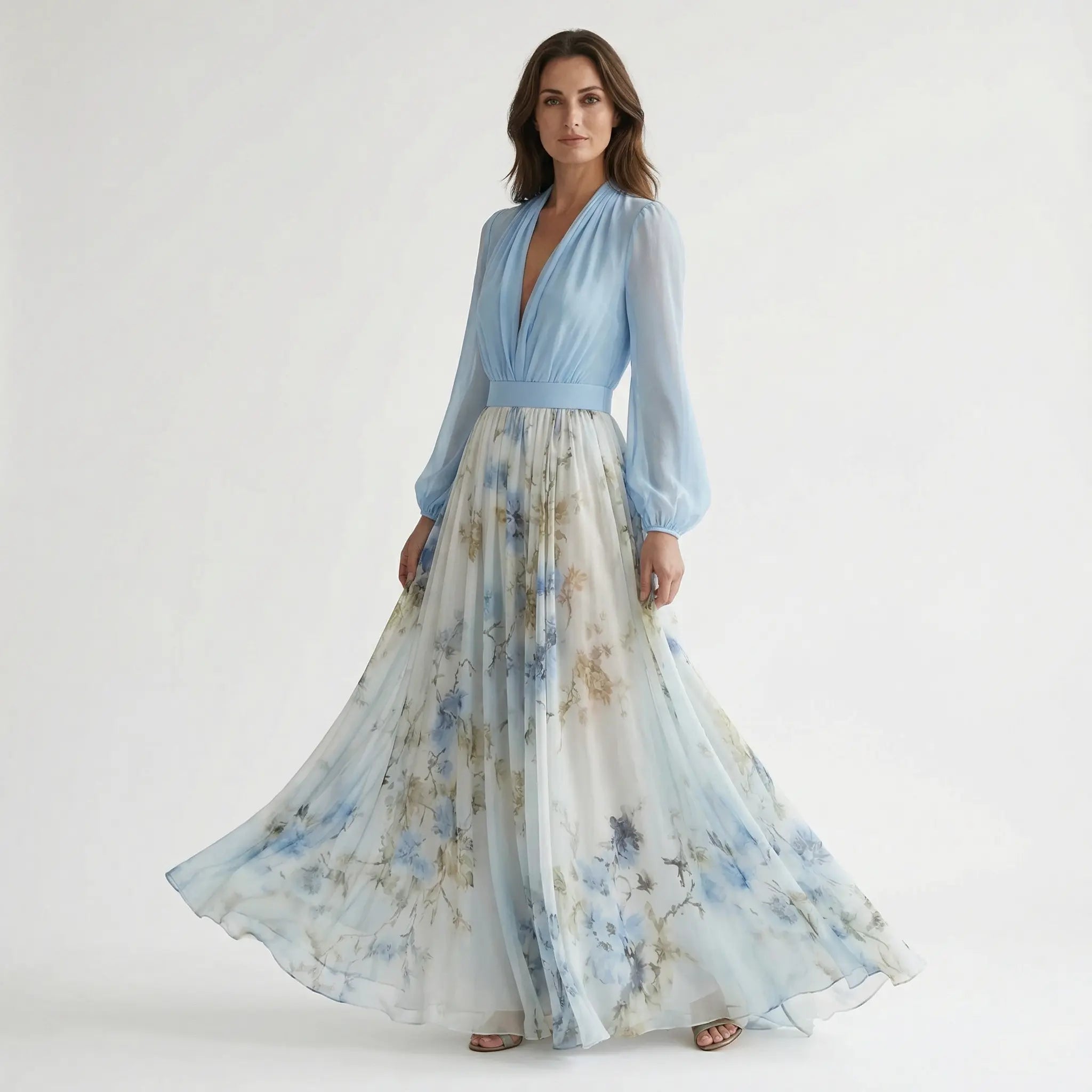 Pleated Chiffon Floral Maxi Wedding Guest Dress for Women TARHUS SS - Womens - Maxi Dress