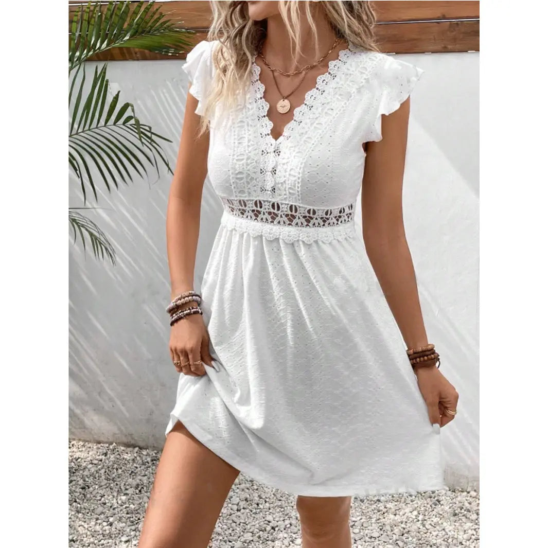 Broderie Anglaise Cotton Lilac Summer Dress for Women TARHUS SS - Womens - Mini Dress