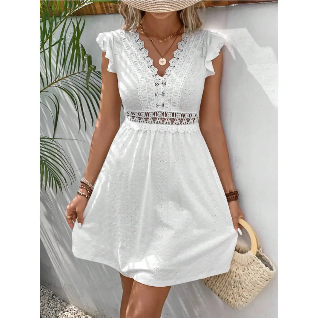 Broderie Anglaise Cotton Lilac Summer Dress for Women TARHUS SS - Womens - Mini Dress