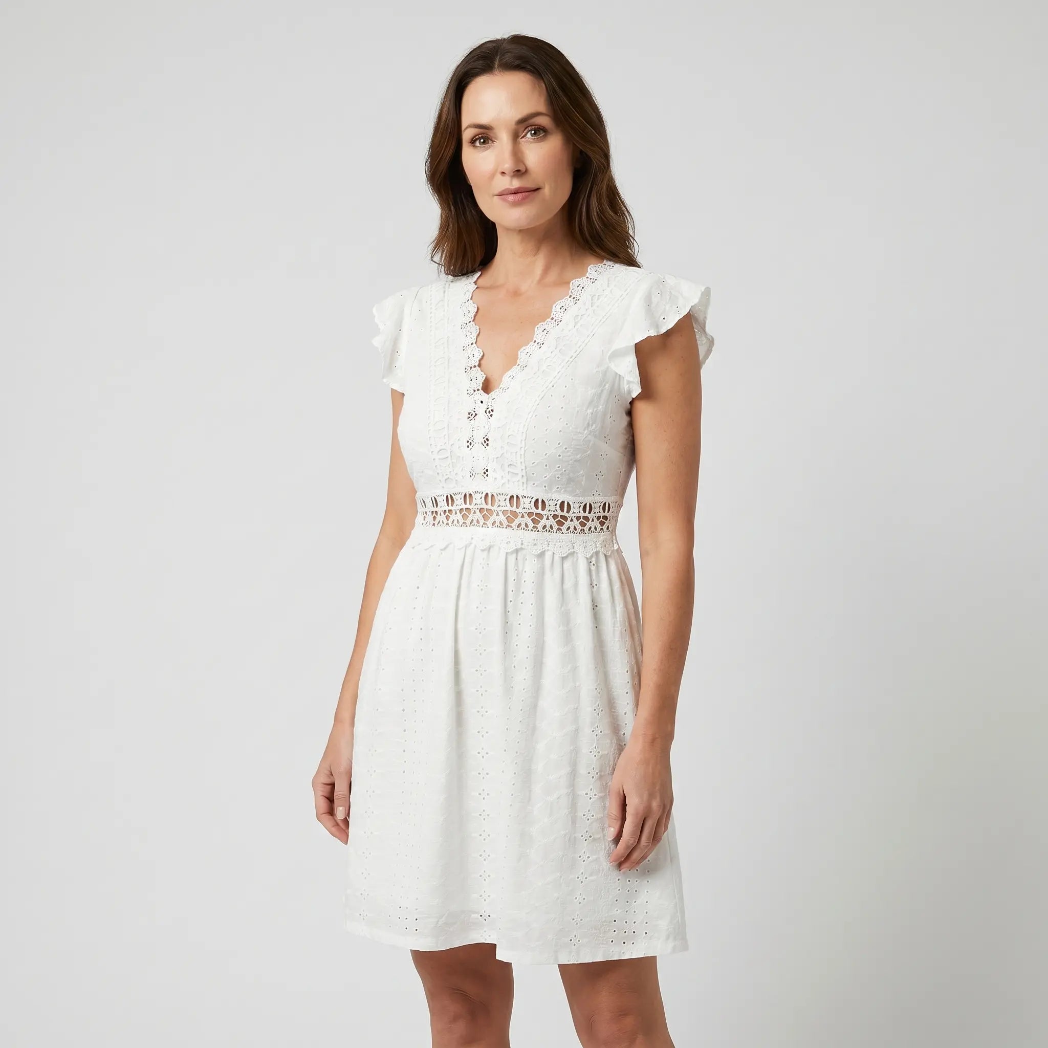 Broderie Anglaise Cotton Lilac Summer Dress for Women TARHUS SS - Womens - Mini Dress