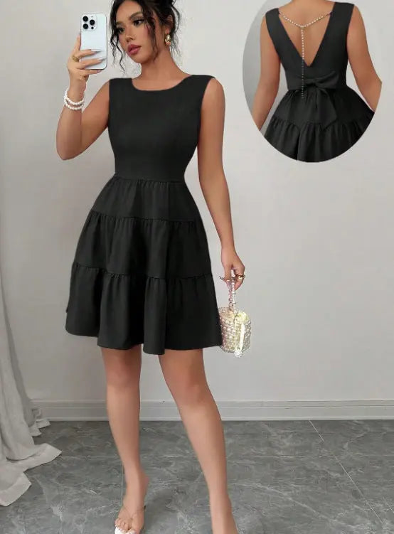 Butter Mini Dress with Tiered Skirt for Women TARHUS SS - Womens - Mini Dress