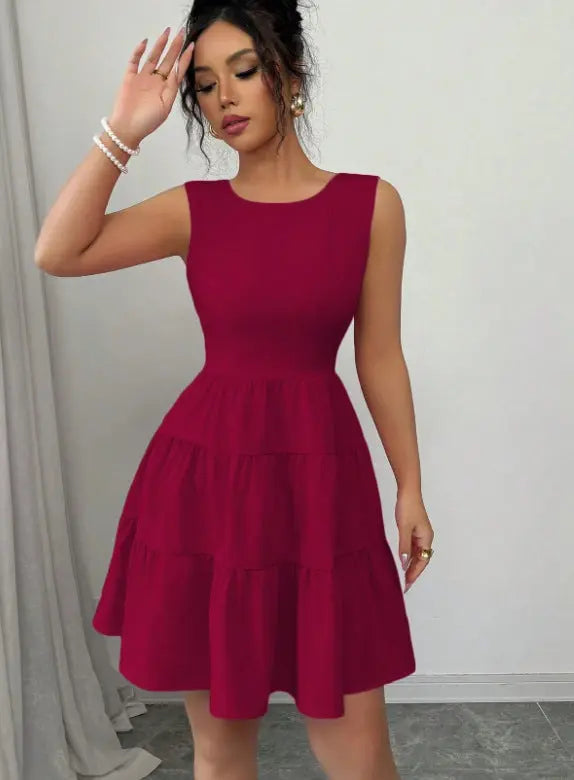 Butter Mini Dress with Tiered Skirt for Women TARHUS SS - Womens - Mini Dress