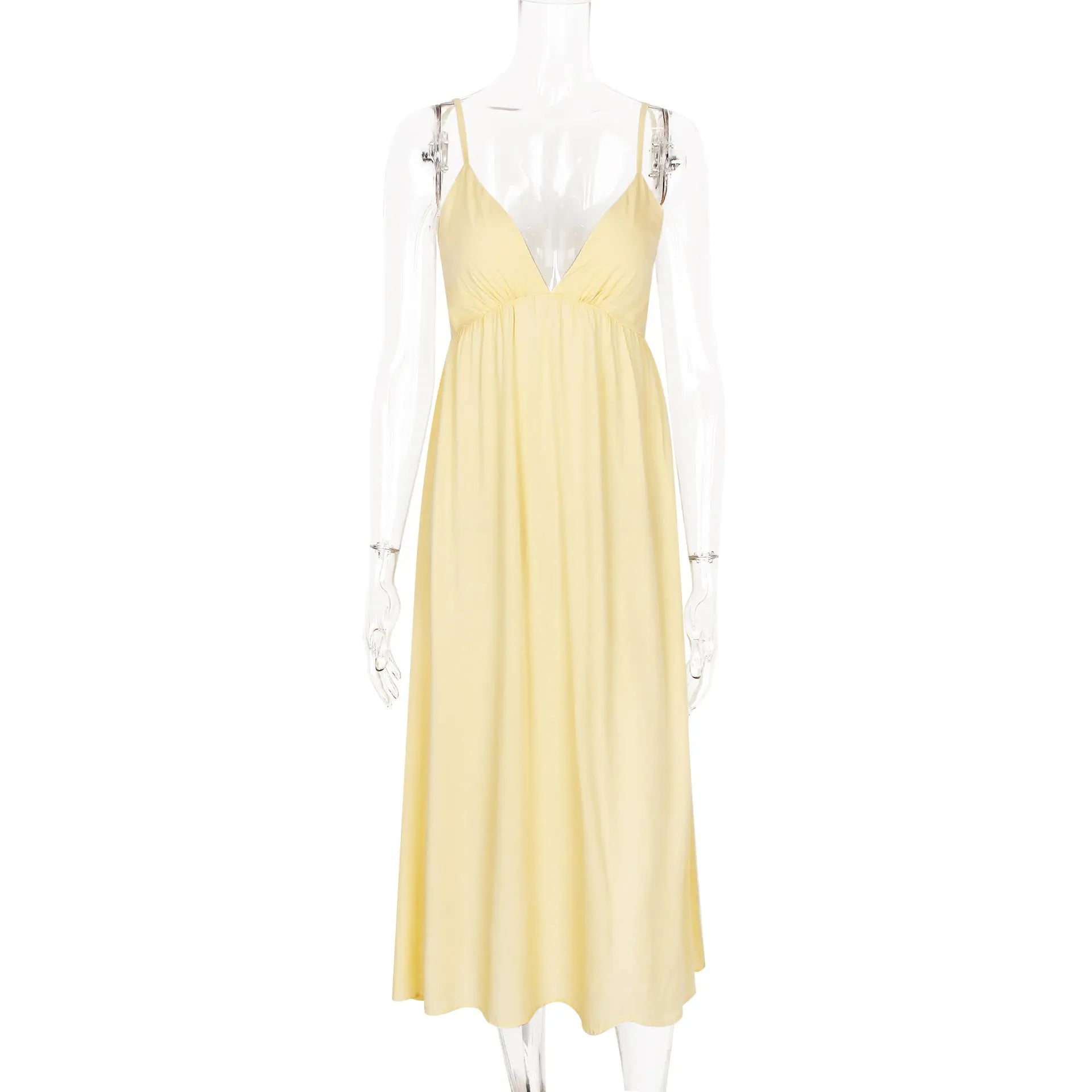 Butter Yellow Summer Cotton Maxi Dress for Women TARHUS SS - Womens - Maxi Dress