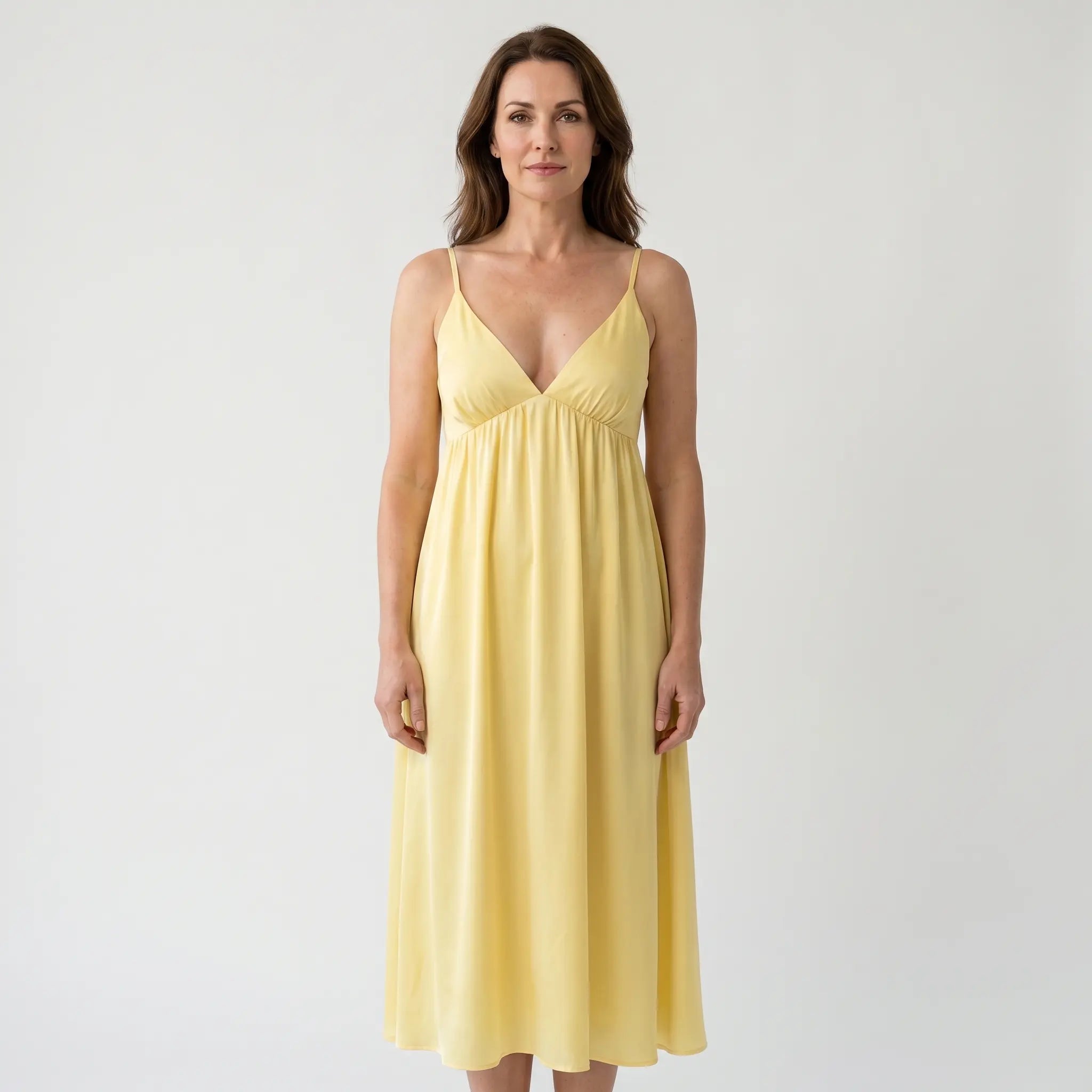 Butter Yellow Summer Cotton Maxi Dress for Women TARHUS SS - Womens - Maxi Dress