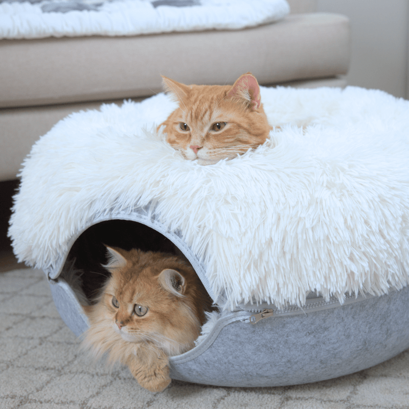 Cat Cave Calming Donut Bed for Anxiety Relief & Cozy Sleeping TARHUS Animals & Pet Supplies