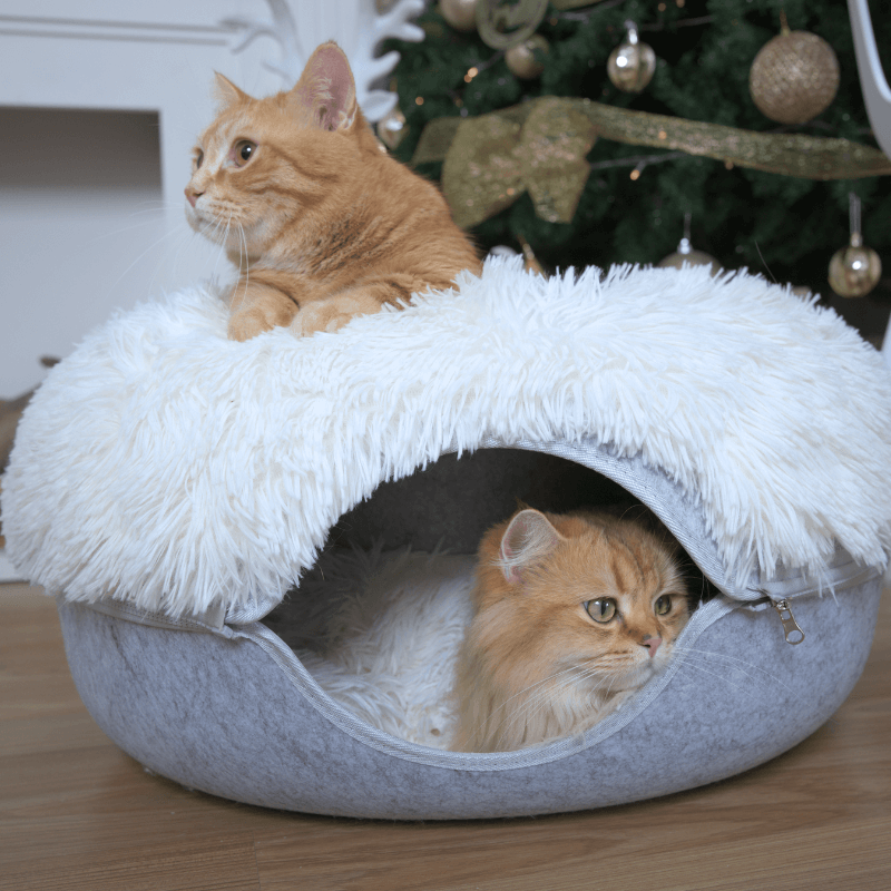 Cat Cave Calming Donut Bed for Anxiety Relief & Cozy Sleeping TARHUS Animals & Pet Supplies
