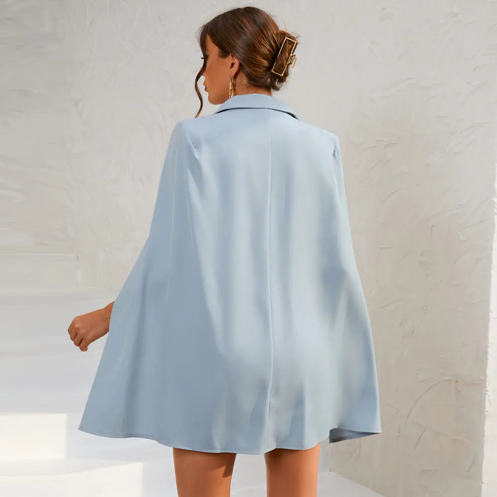 Cape Blazer Mini Dress with Belt and Gold Button Detail TARHUS Dresses