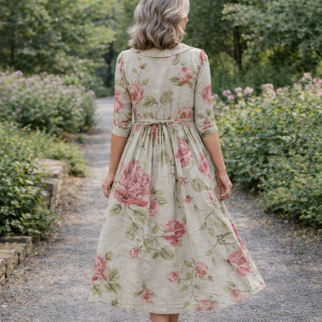 Clarissa | English Rose Tie Waist Midi Dress TARHUS