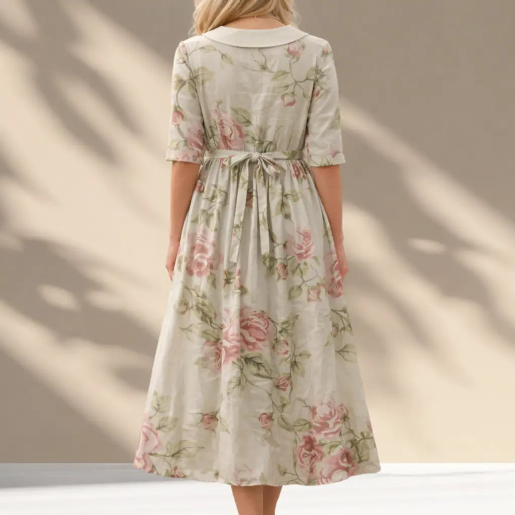 Clarissa | English Rose Tie Waist Midi Dress TARHUS