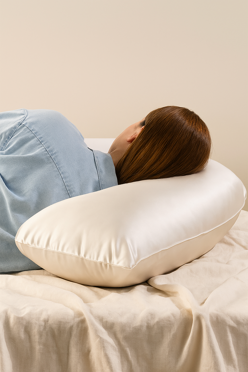 Silk-Filled Boomerang Pillow - Ergonomic Luxury Sleep Pillow TARHUS silk filled boomerang pillow