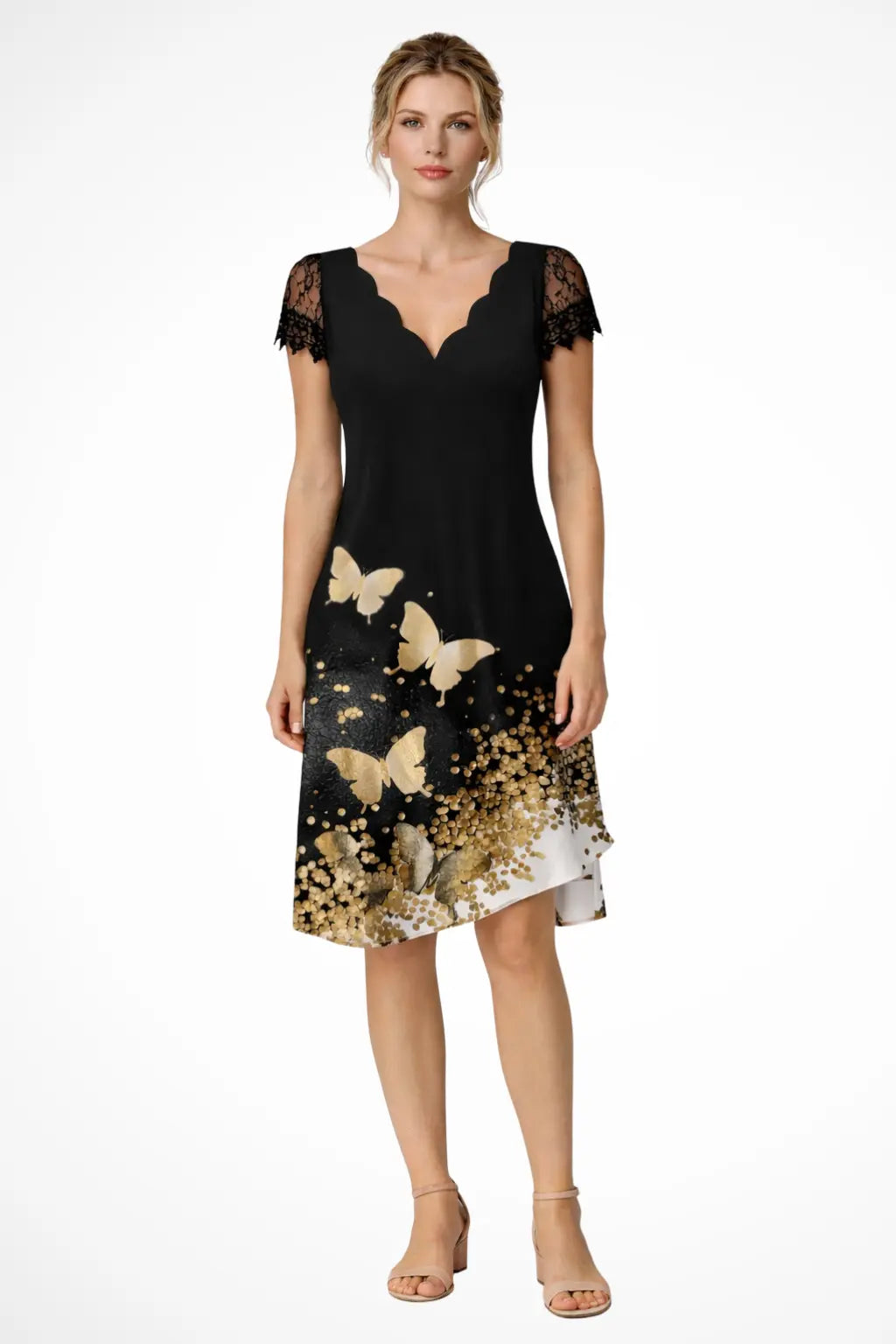 Harriet | Women Lace Sleeve Midi Wedding Guest Dress TARHUS Dress