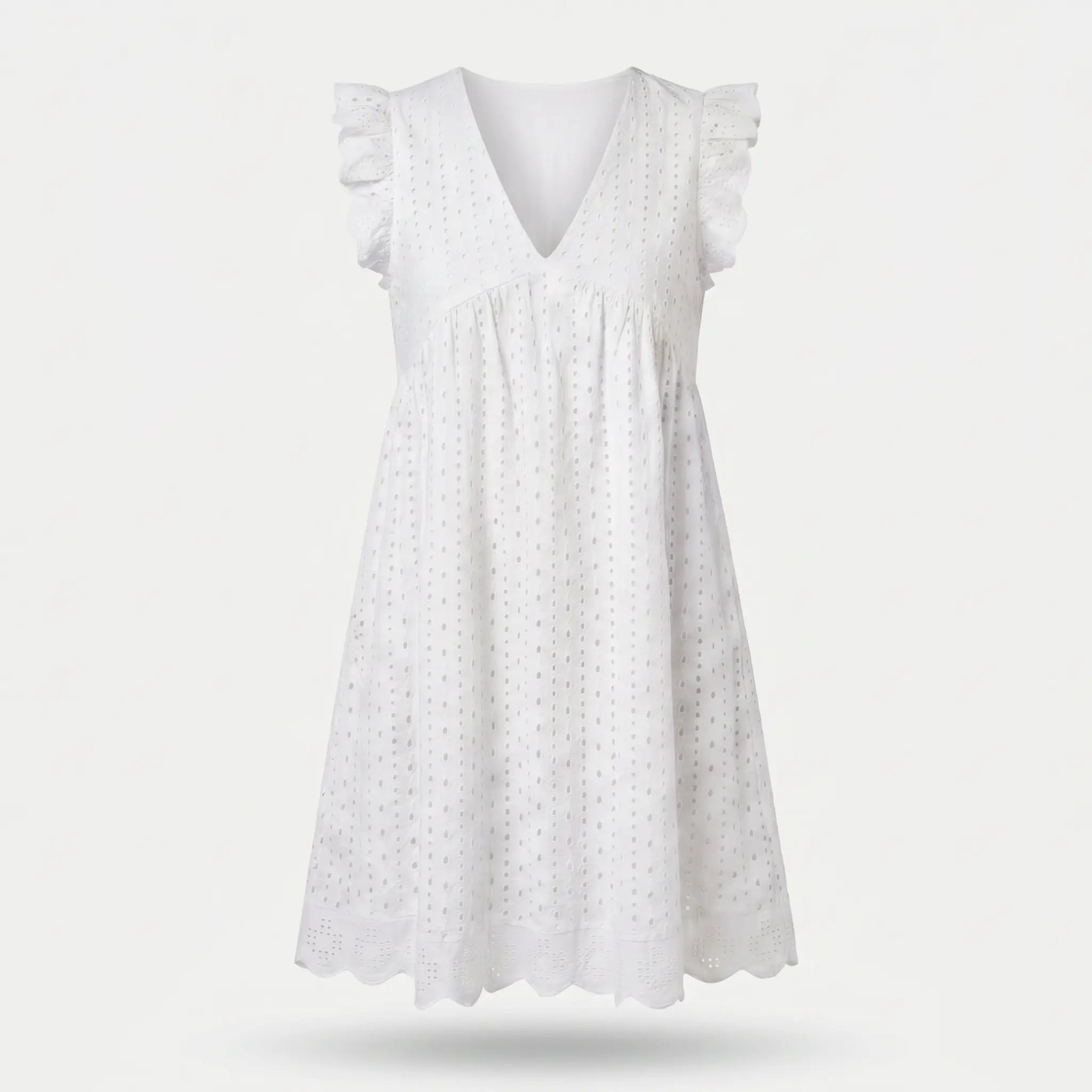 Cotton Eyelet Mini Dress with Scalloped Hem for Women TARHUS SS - Womens - Mini Dress