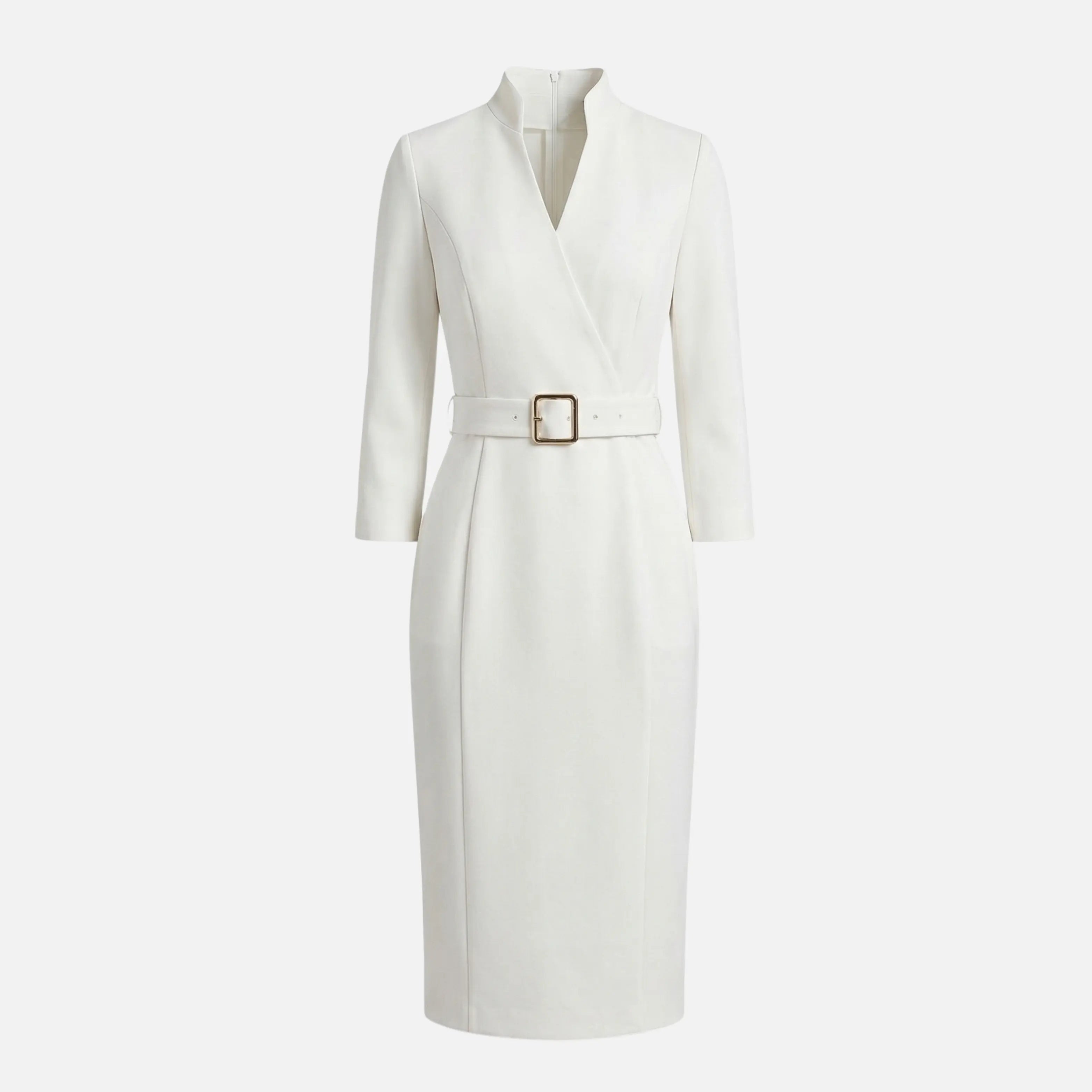 Crossover Neckline Midi Dress with Square Buckle Belt for Women TARHUS AS - Womens - Dresses