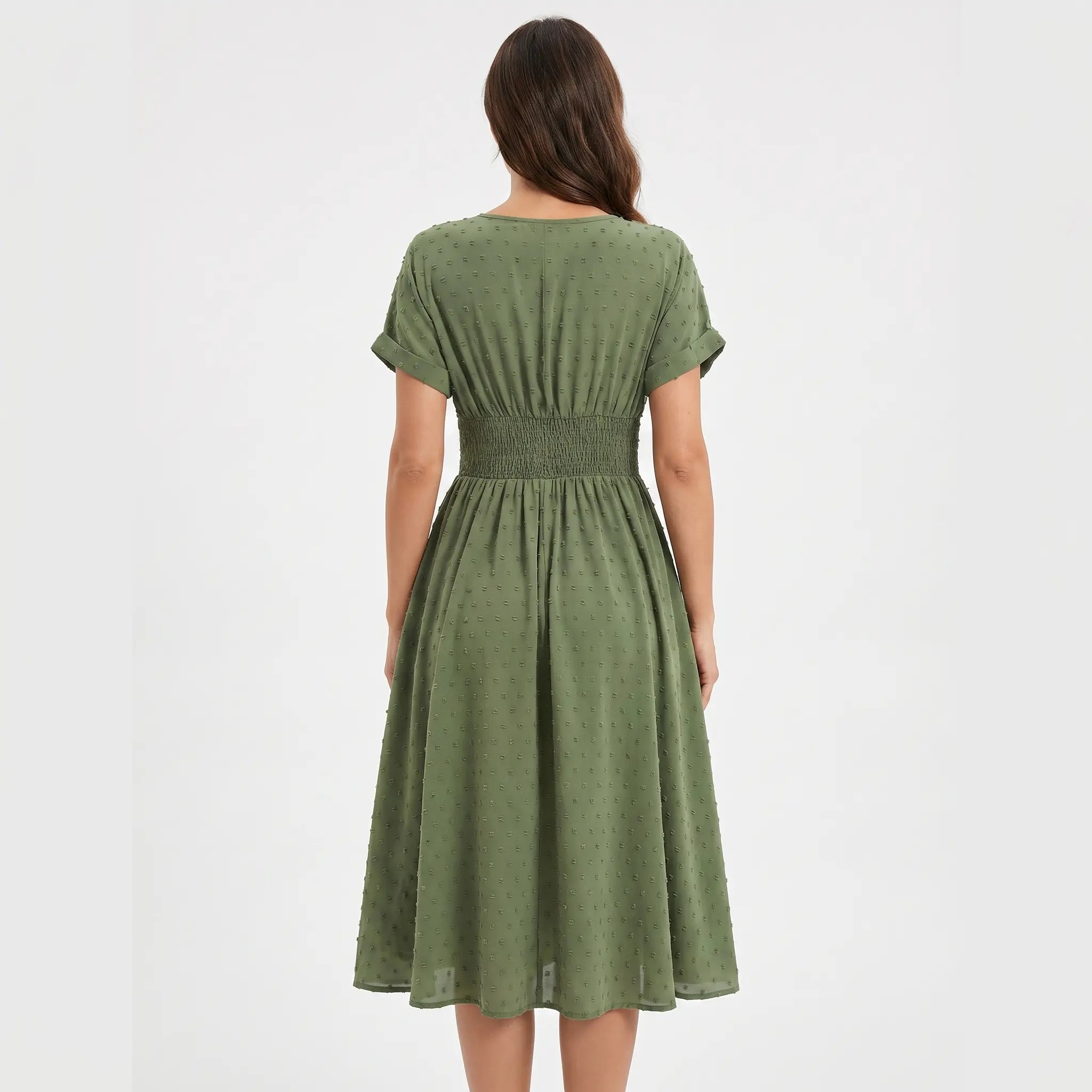 Dotted Chiffon Wrap Maxi Dress with V-Neck for Women TARHUS SS - Womens - Midi Dress