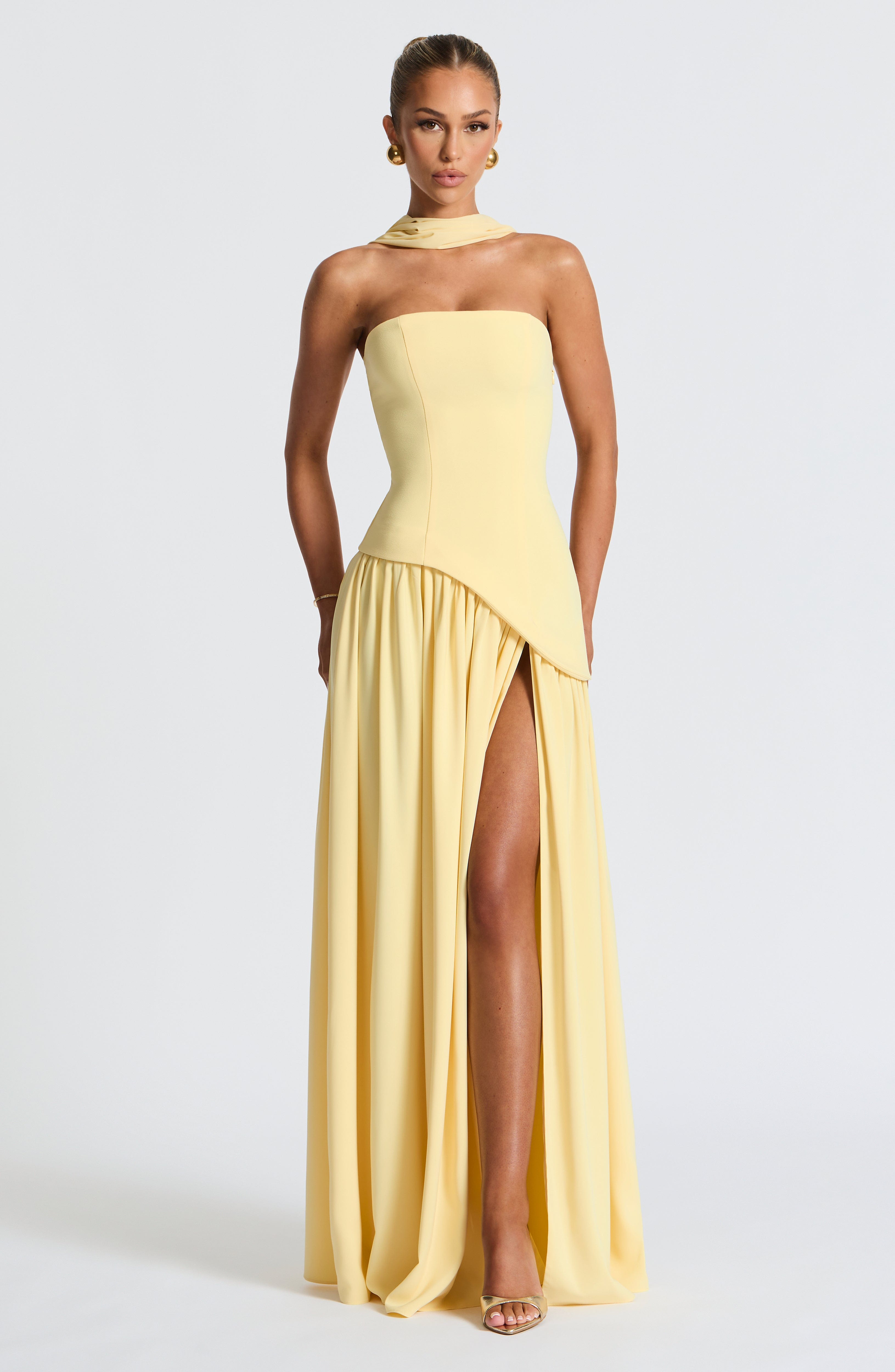Womens Strapless Maxi Dress with High Slit – Elegant Evening Formal Party Dress TARHUS Dresses
