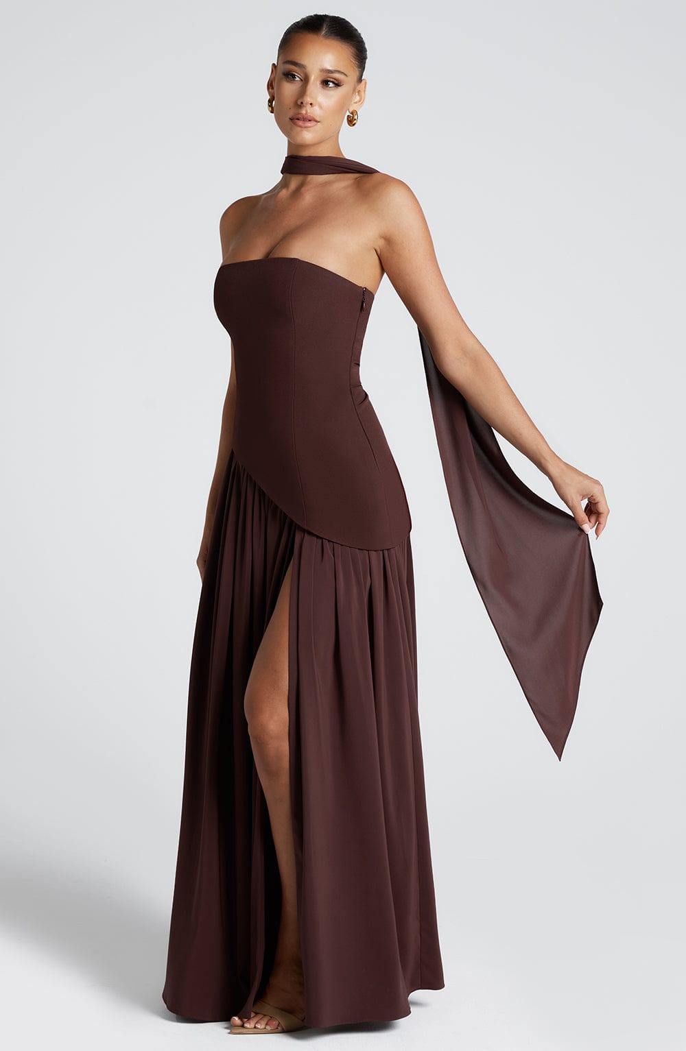 Womens Strapless Maxi Dress with High Slit – Elegant Evening Formal Party Dress TARHUS Dresses