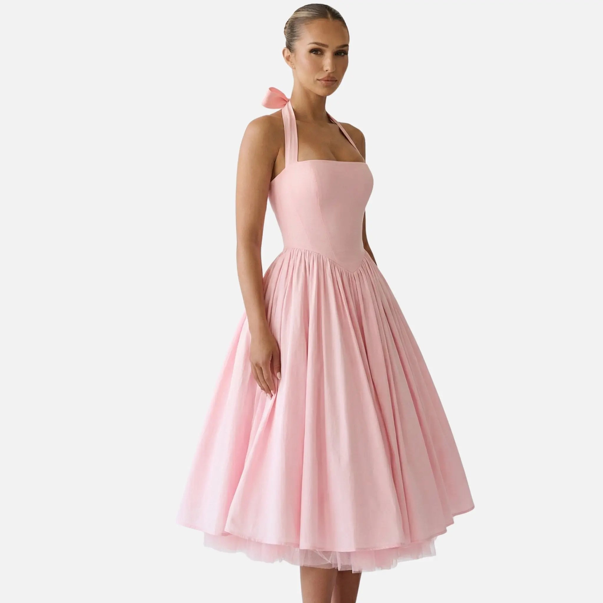 Fit and Flare Midi Dress with Halter Neck for Women TARHUS SS - Womens - Midi Dress