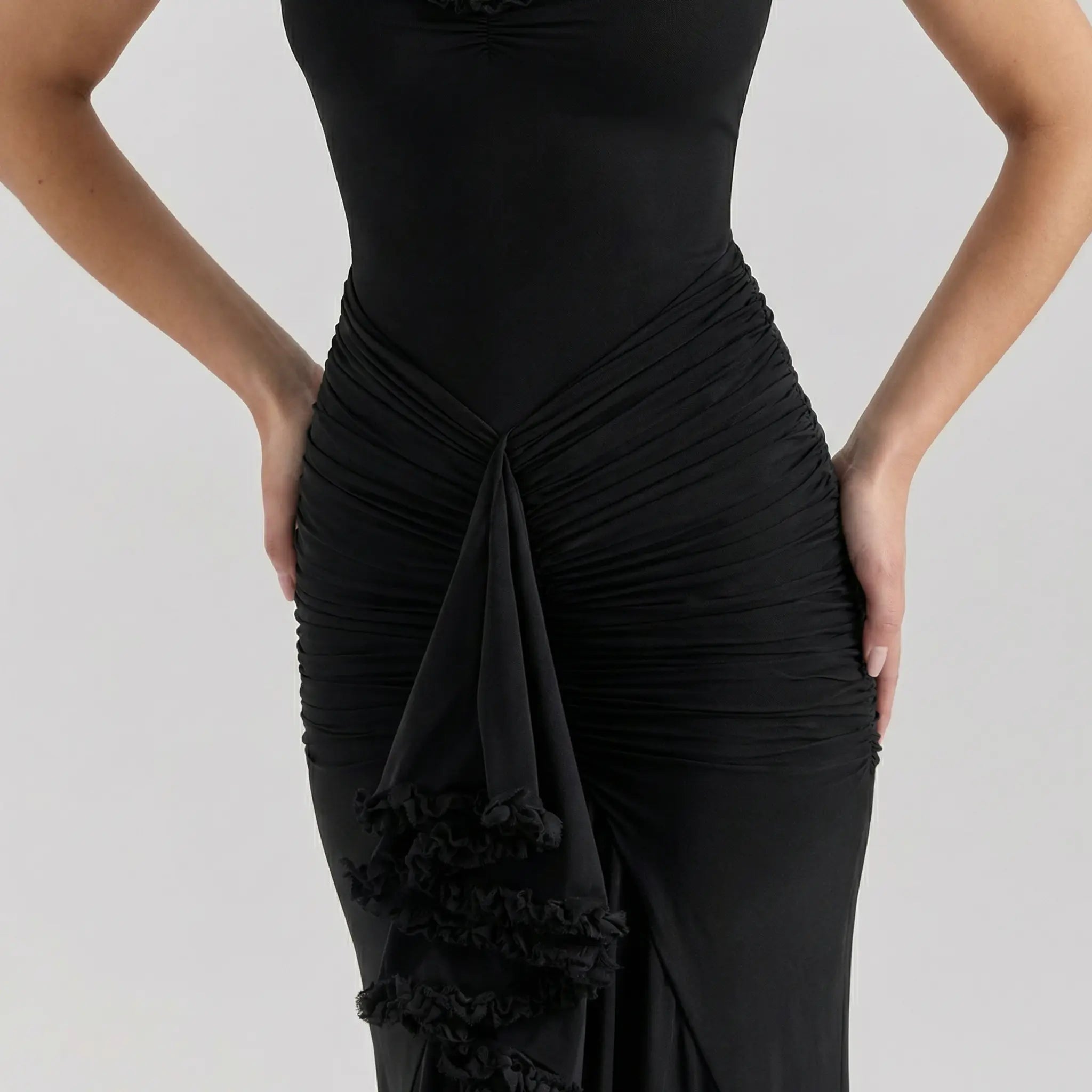 Fitted Knit Maxi Dress – Ruched Body, Mermaid Silhouette for Women TARHUS AS - Womens - Maxi Dress