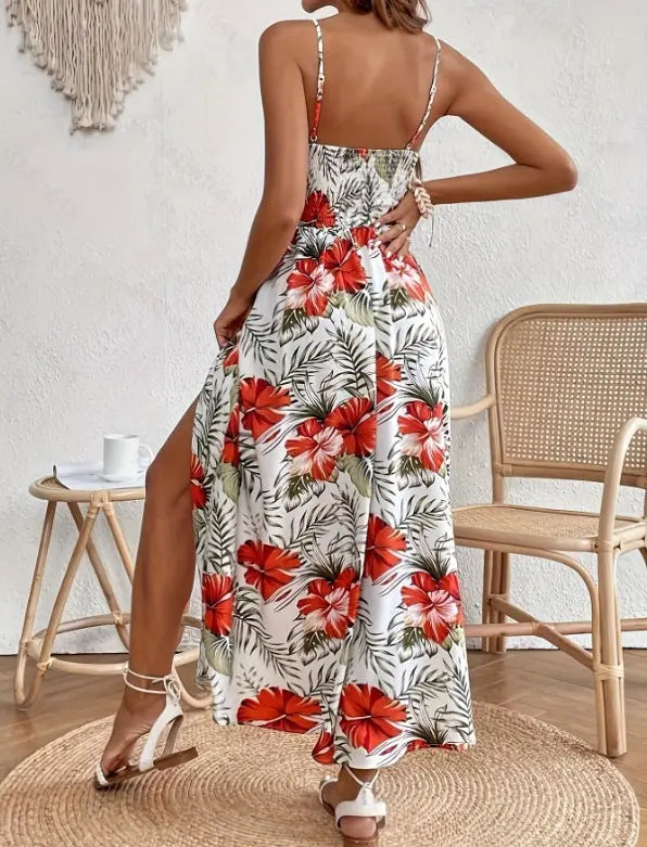 Flowing Maxi Dress with Tropical Floral Print for Women TARHUS SS - Womens - Maxi Dress