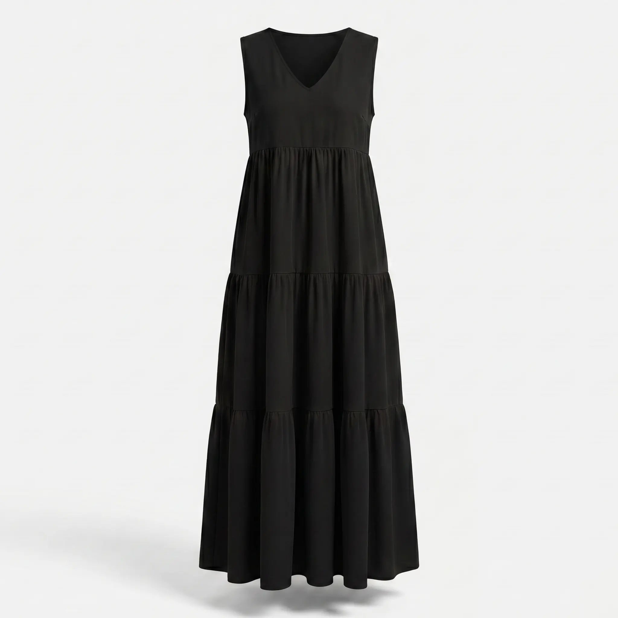 Flowing Tiered Maxi Dress with V-Neck for Women TARHUS SS - Womens - Maxi Dress