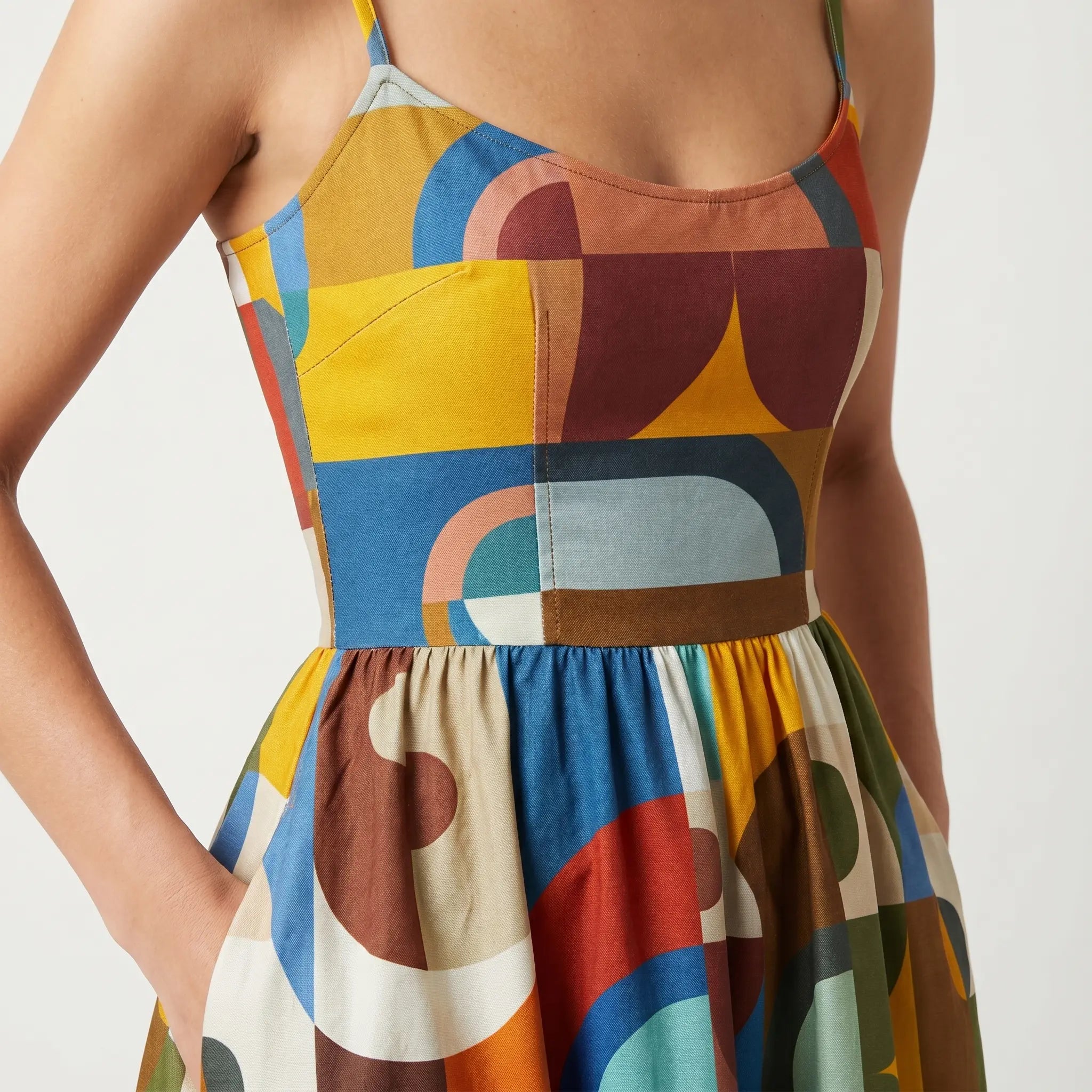 Geometric Print Midi Dress with Spaghetti Straps for Women TARHUS SS - Womens - Midi Dress