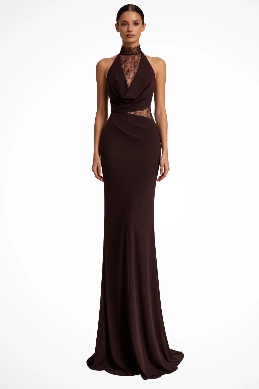 Vesper | Women Halter Neck Lace Panel Sleeveless Wedding Guest Maxi Dress TARHUS Maxi Dress