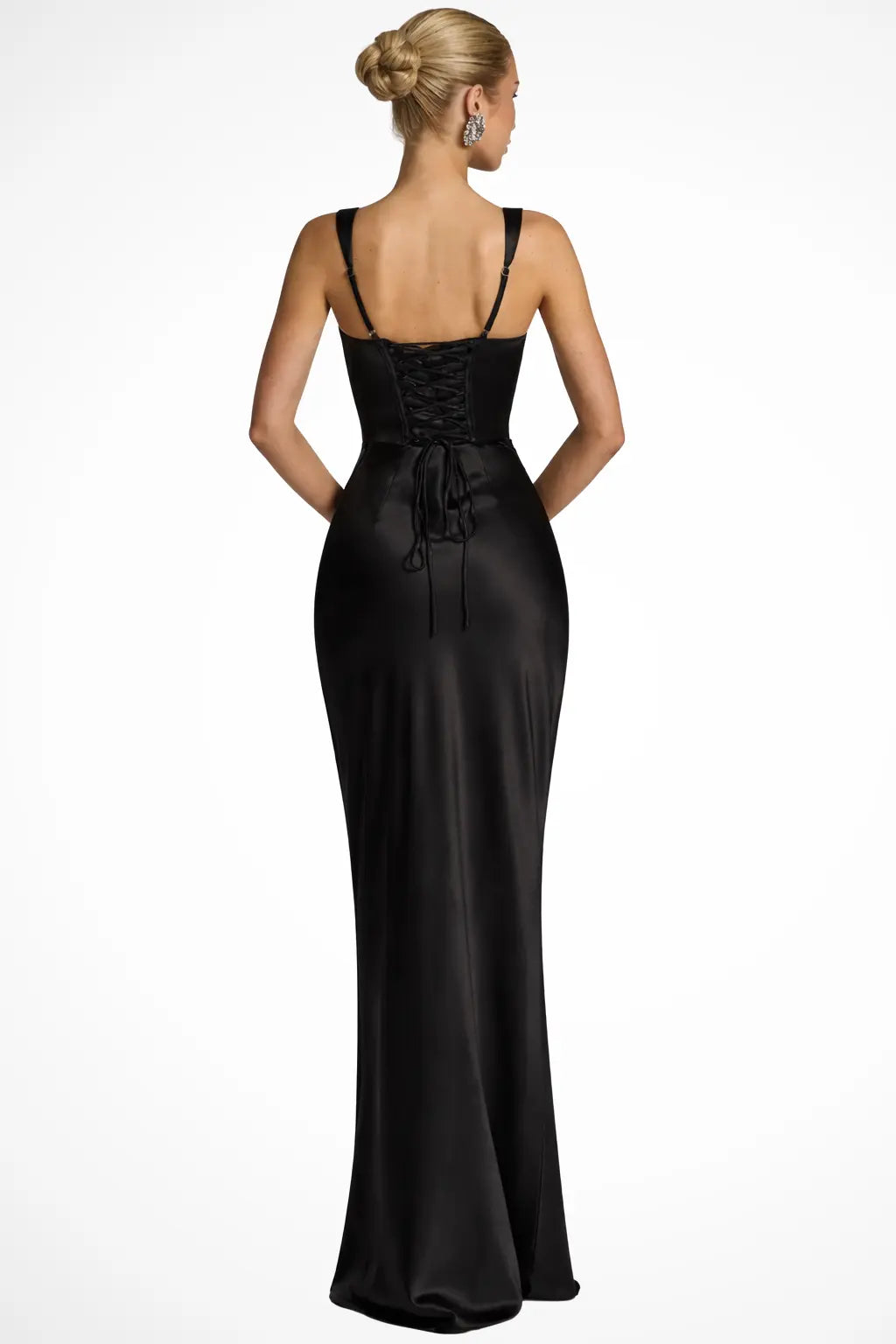 Vivienne | Women Square Neck Ruched Satin Maxi Wedding Guest Dress TARHUS