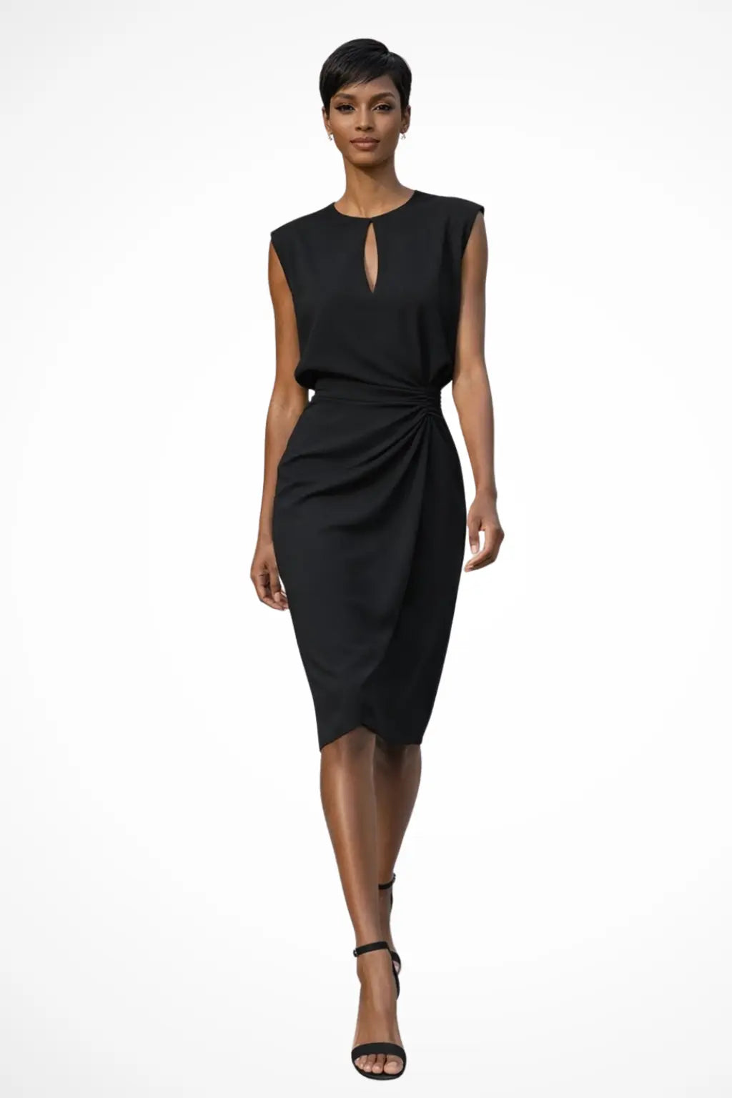 Cressida | Women Ruched Wrap Midi Dress with Cap Sleeves TARHUS Women Dress