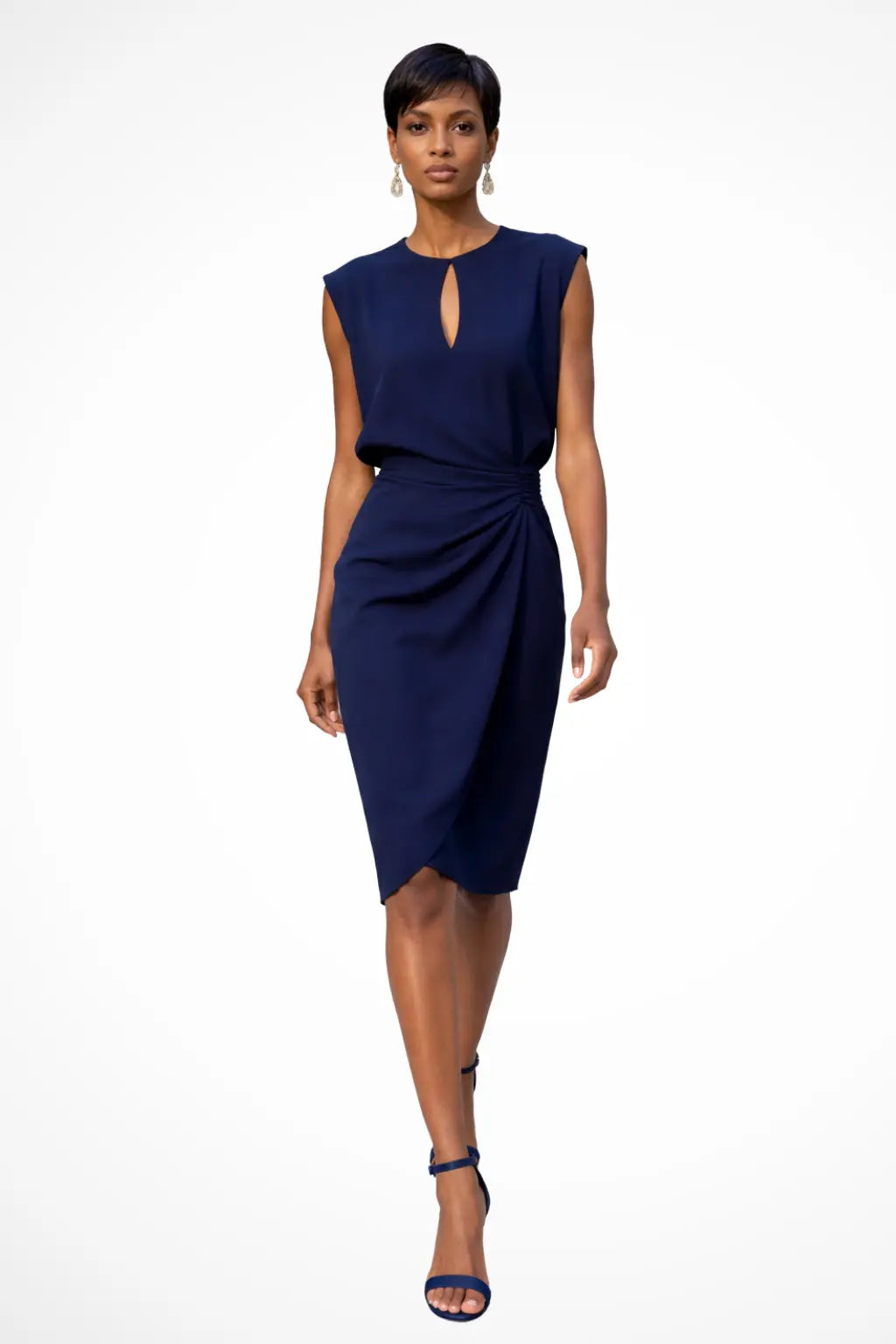 Cressida | Women Ruched Wrap Midi Dress with Cap Sleeves TARHUS Women Dress