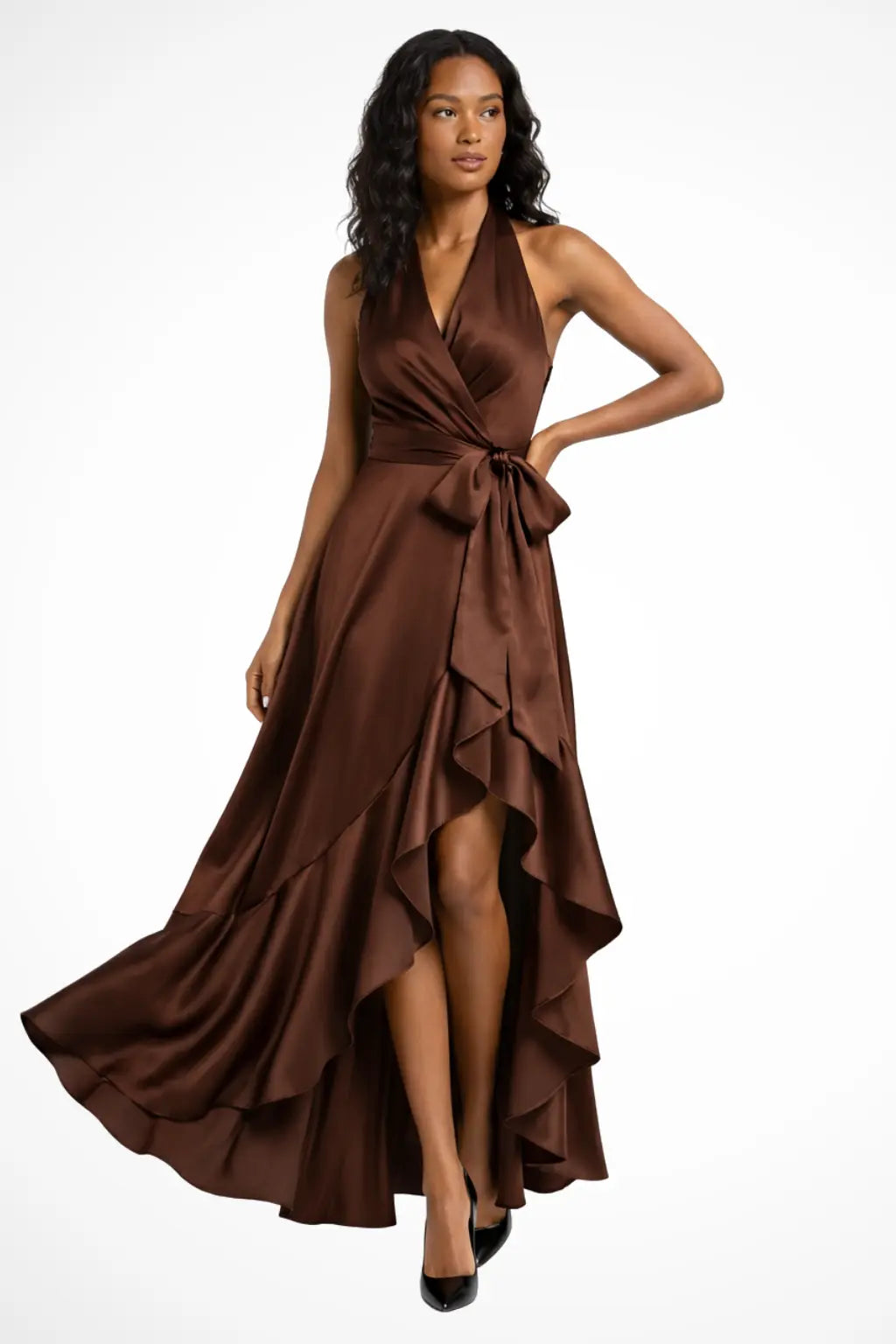 Seraphine | Women Halter Satin Wedding Guest Maxi Dress TARHUS Dresses in Clothing