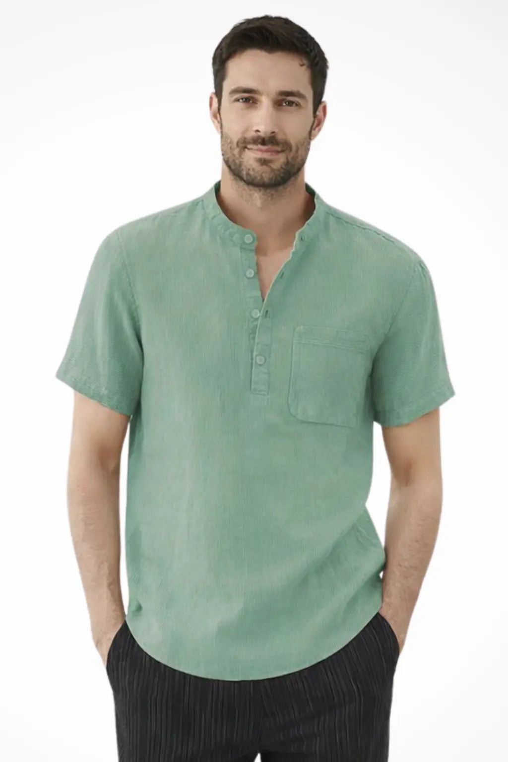 Archer | Men Linen Collar Short Sleeve Summer Shirt TARHUS Men Shirts