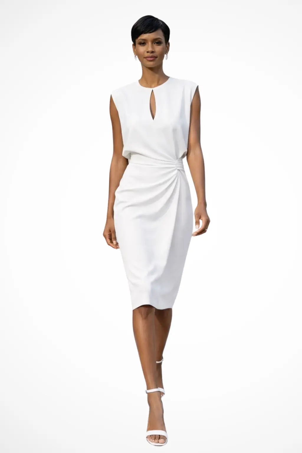 Cressida | Women Ruched Wrap Midi Dress with Cap Sleeves TARHUS Women Dress