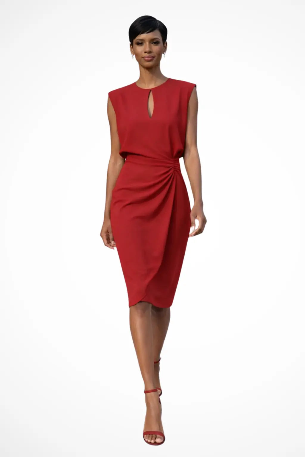 Cressida | Women Ruched Wrap Midi Dress with Cap Sleeves TARHUS Women Dress