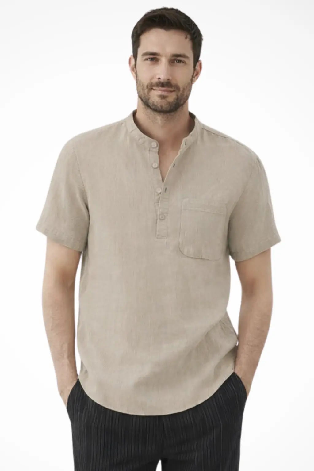 Archer | Men Linen Collar Short Sleeve Summer Shirt TARHUS Men Shirts