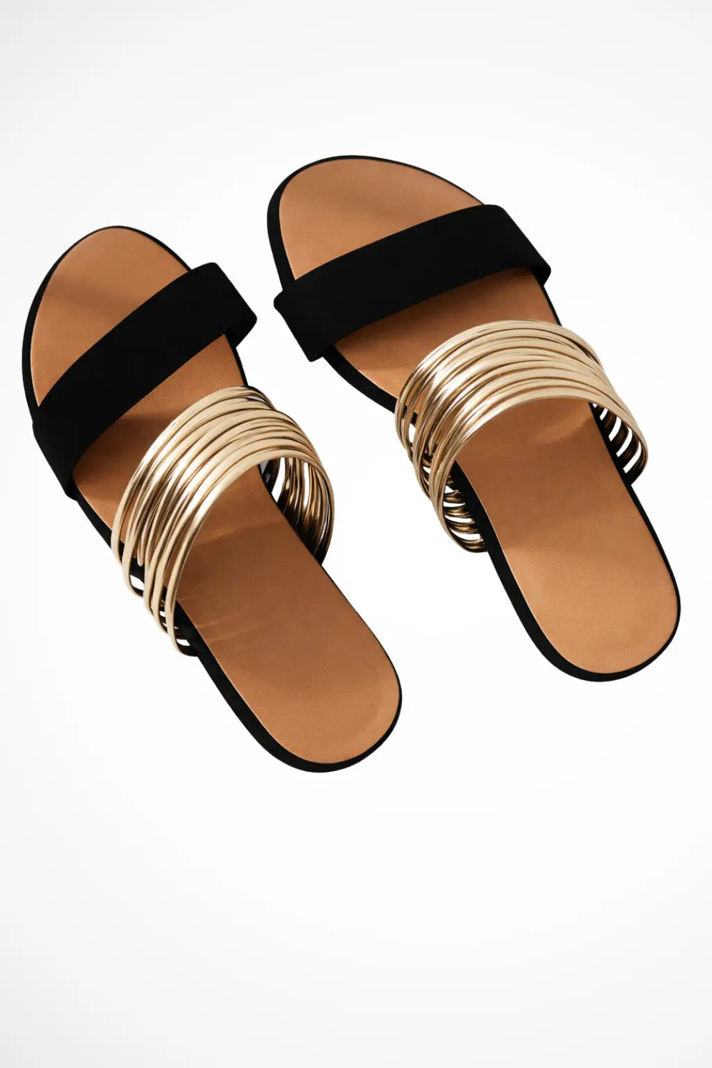 Cecily | Women Multi Ring Metallic Detail Open Toe Flat Slides TARHUS