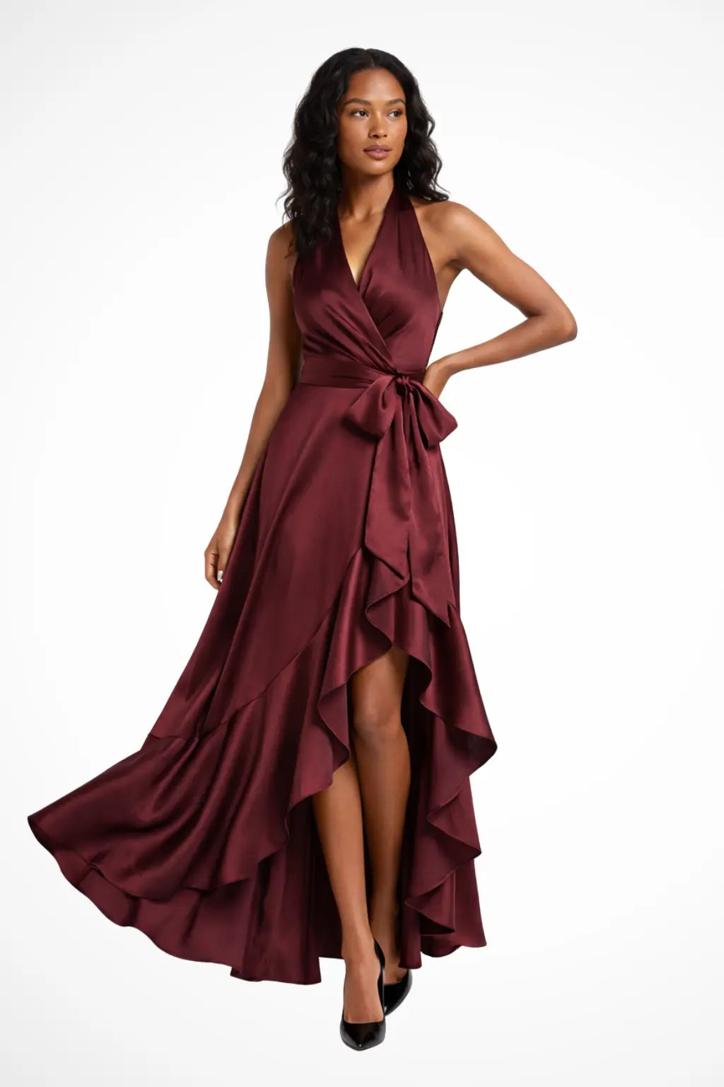 Seraphine | Women Halter Satin Wedding Guest Maxi Dress TARHUS Dresses in Clothing