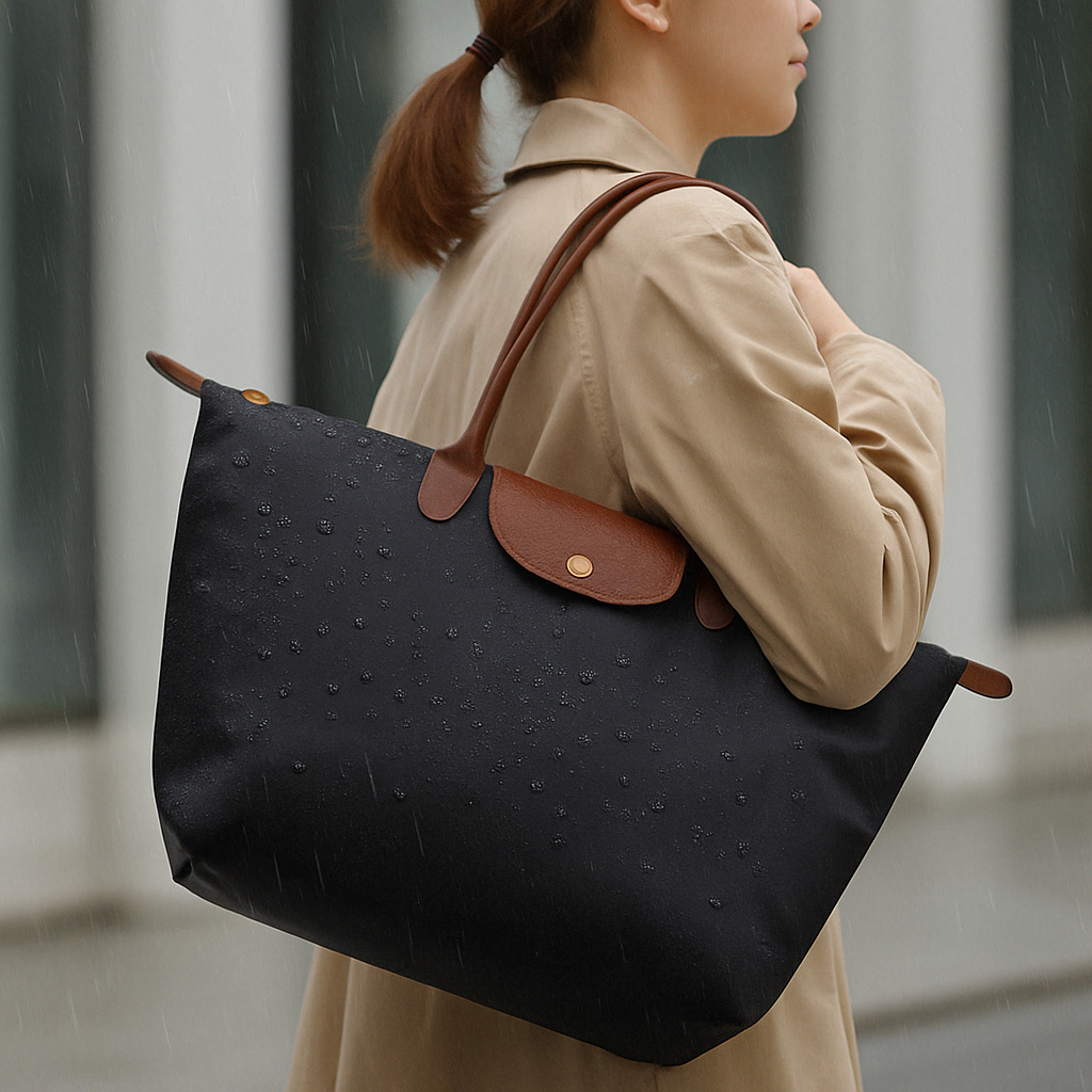 Tote Bag with Leather Handles and Waterproof Lining TARHUS Shoulder Bag