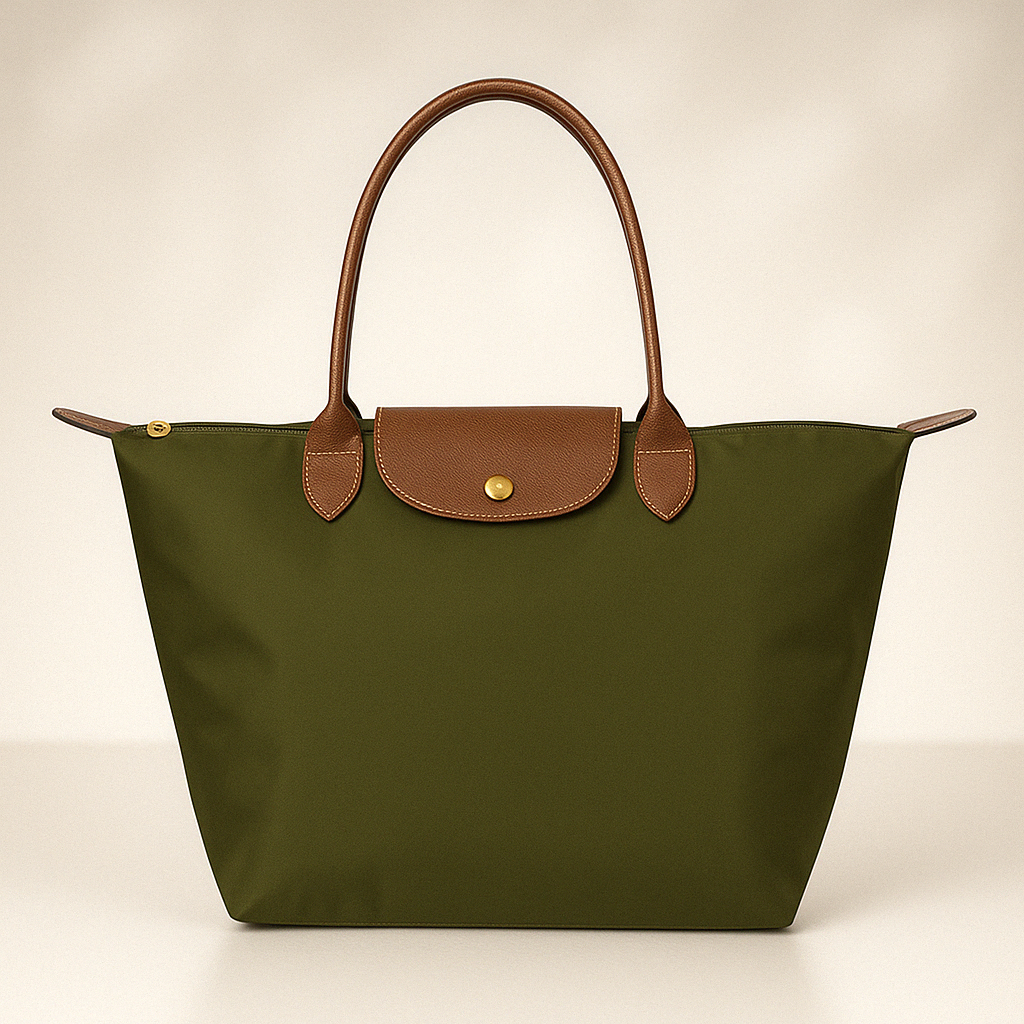 Tote Bag with Leather Handles and Waterproof Lining TARHUS Shoulder Bag