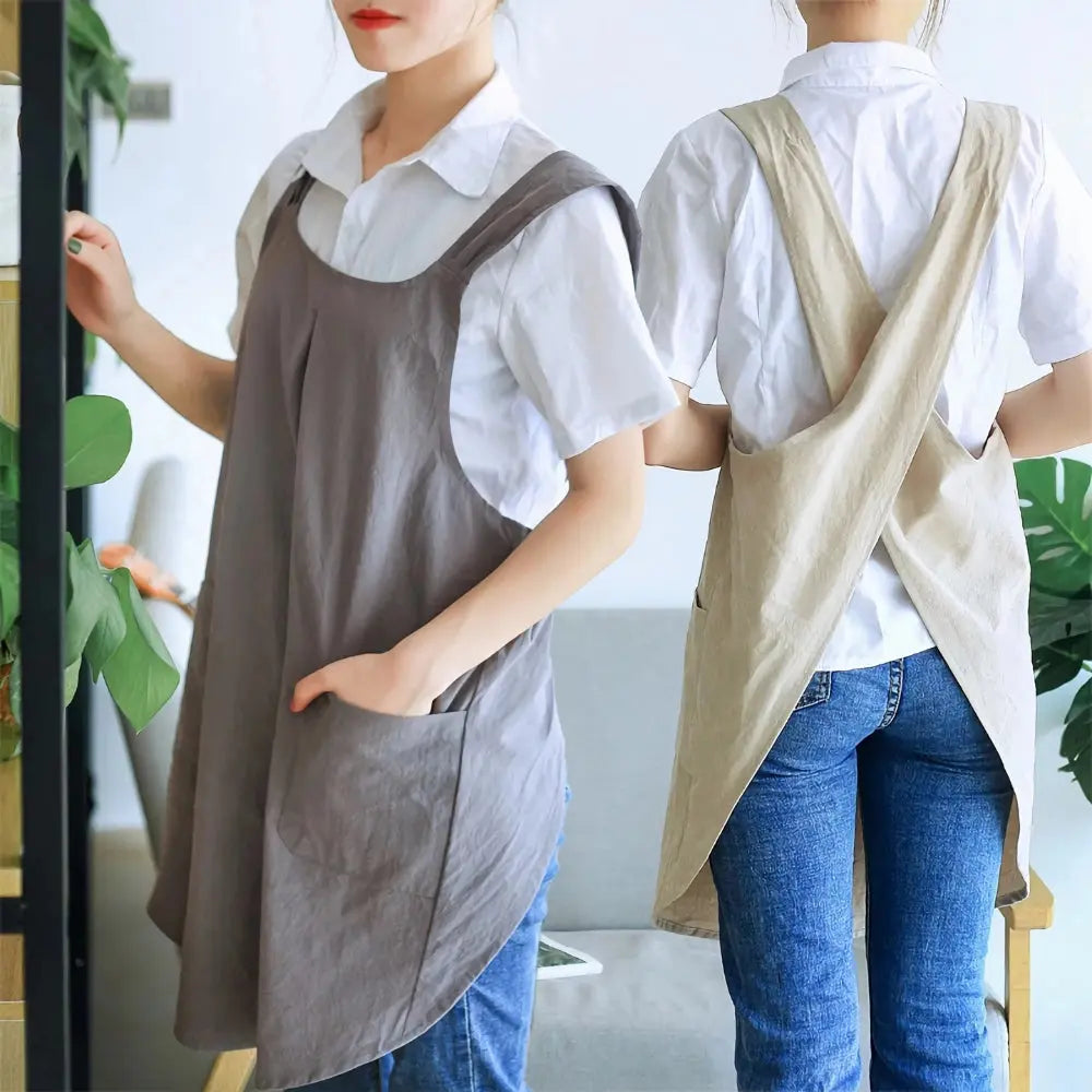 Korean Cross-Back Apron | Relaxed Fit – Everyday Home Wear TARHUS Aprons