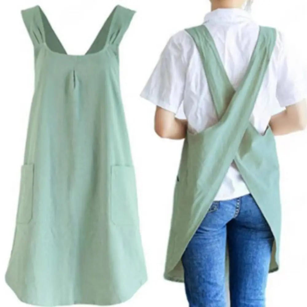 Korean Cross-Back Apron | Relaxed Fit – Everyday Home Wear TARHUS Aprons