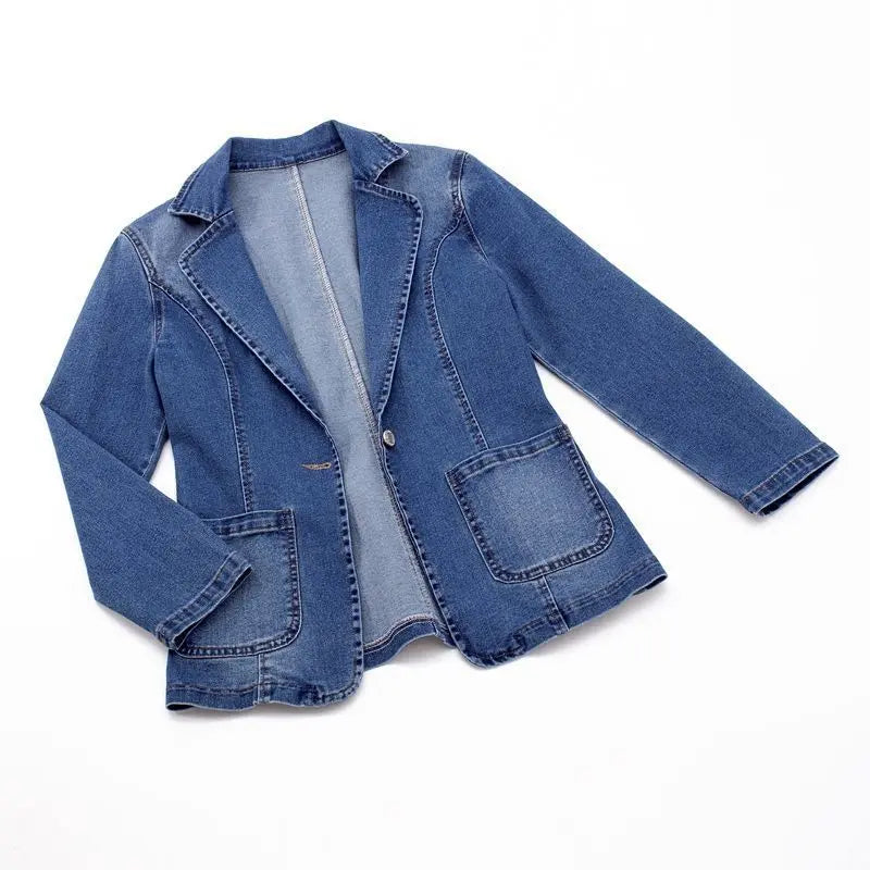 Alessia - Classic Waisted Denim Blazer nubuso New Arrivals