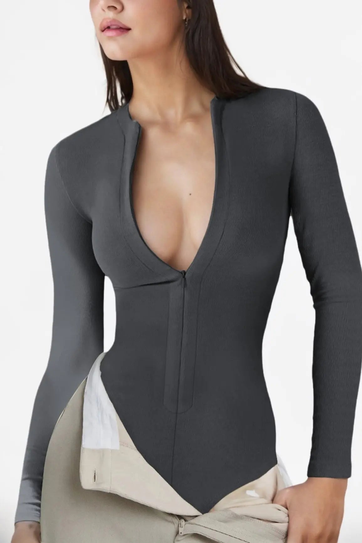 Zip Up Long Sleeve Bodysuit - TARHUS