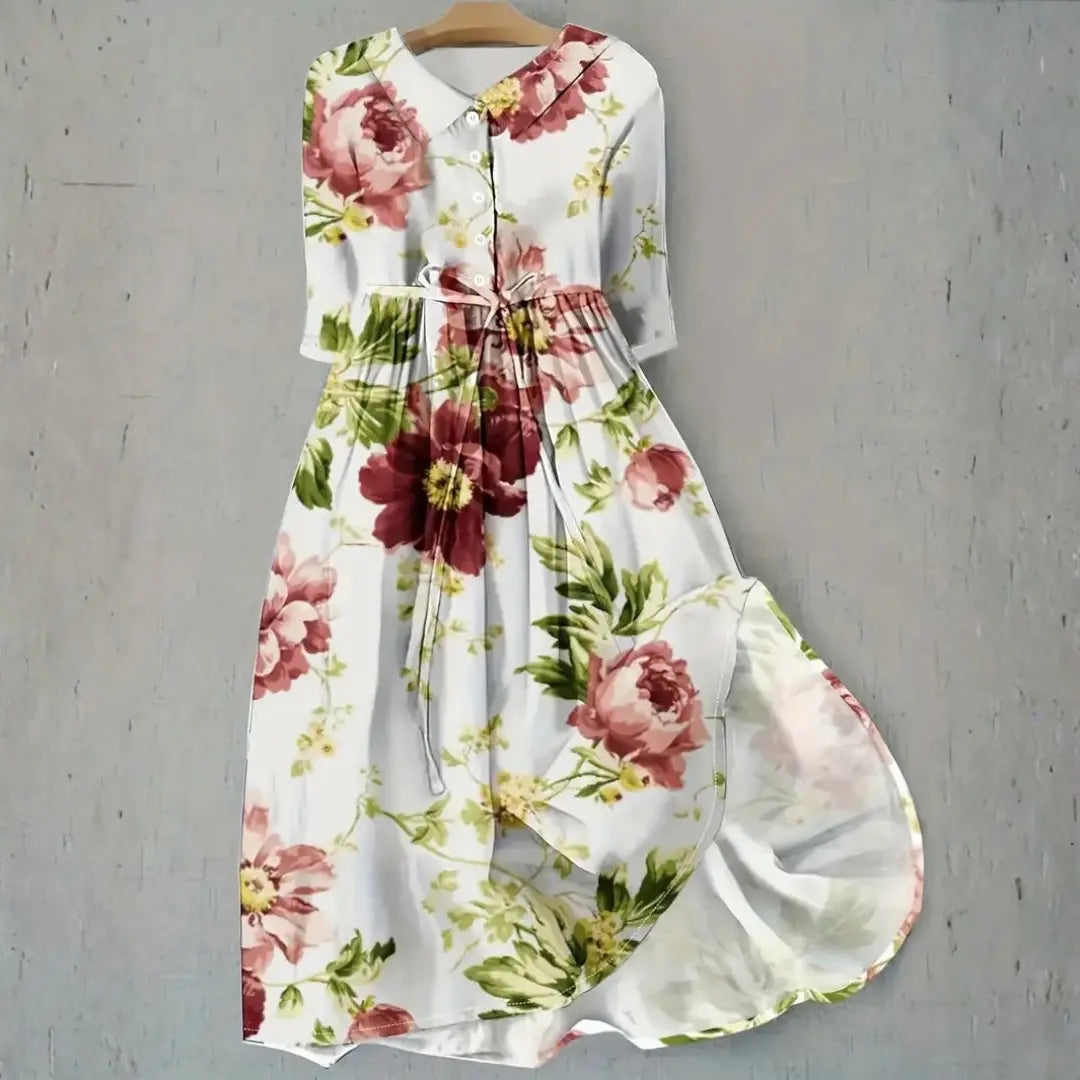 Agatha | Garden Rose Tie Waist Midi Dress TARHUS