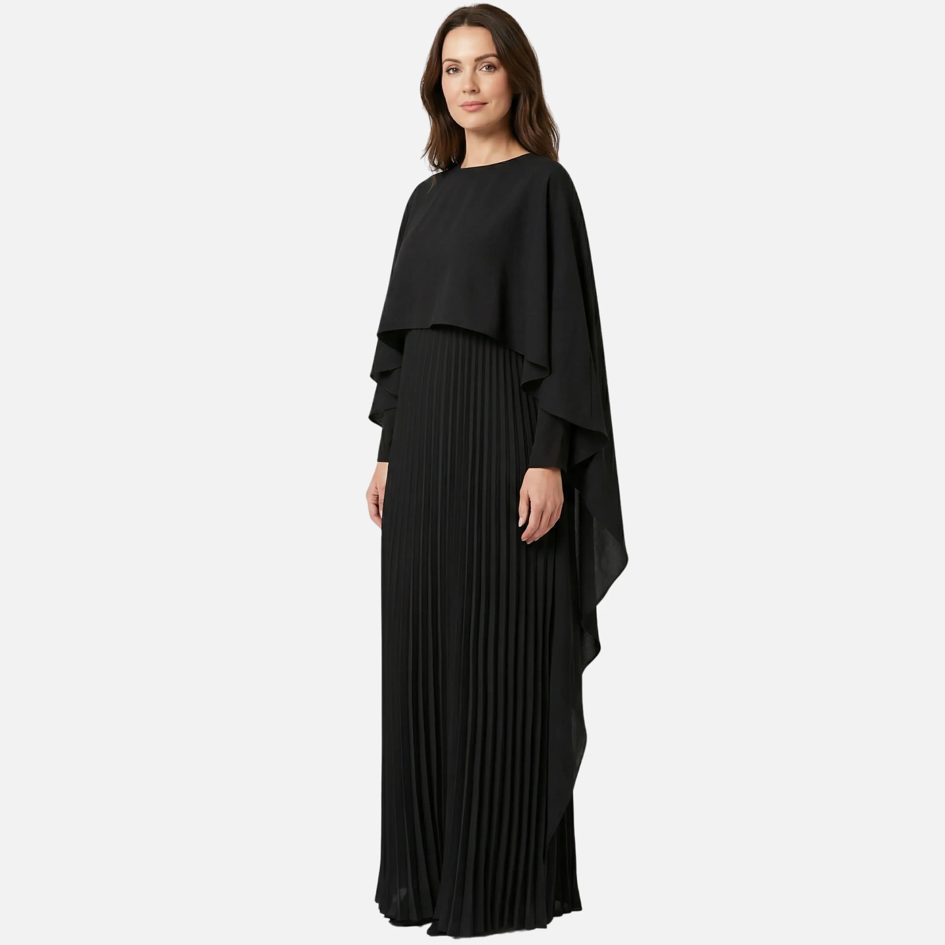 Pleated Chiffon Maxi Dress with Cape Overlay for Women TARHUS AS - Womens - Dresses