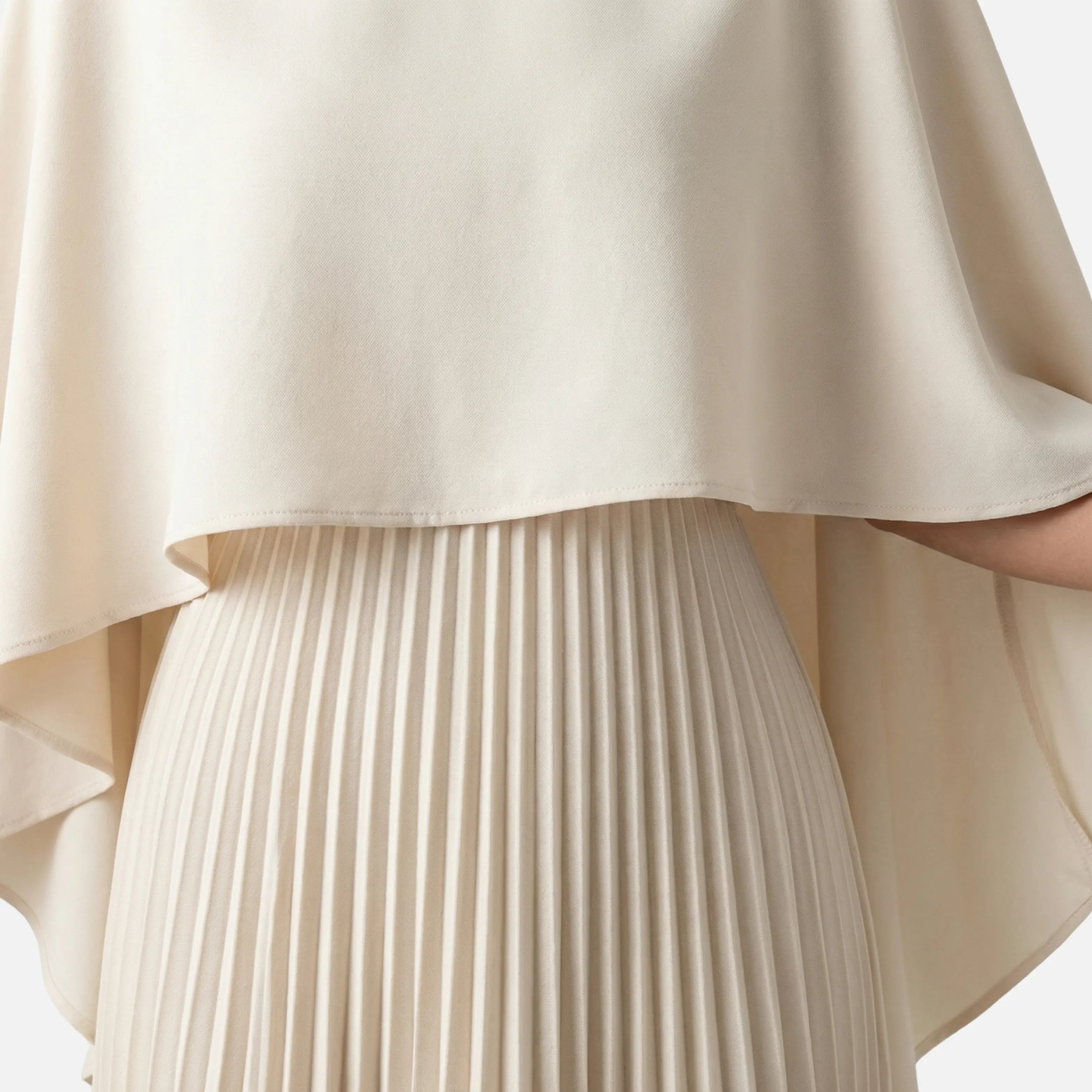 Pleated Chiffon Maxi Dress with Cape Overlay for Women TARHUS AS - Womens - Dresses
