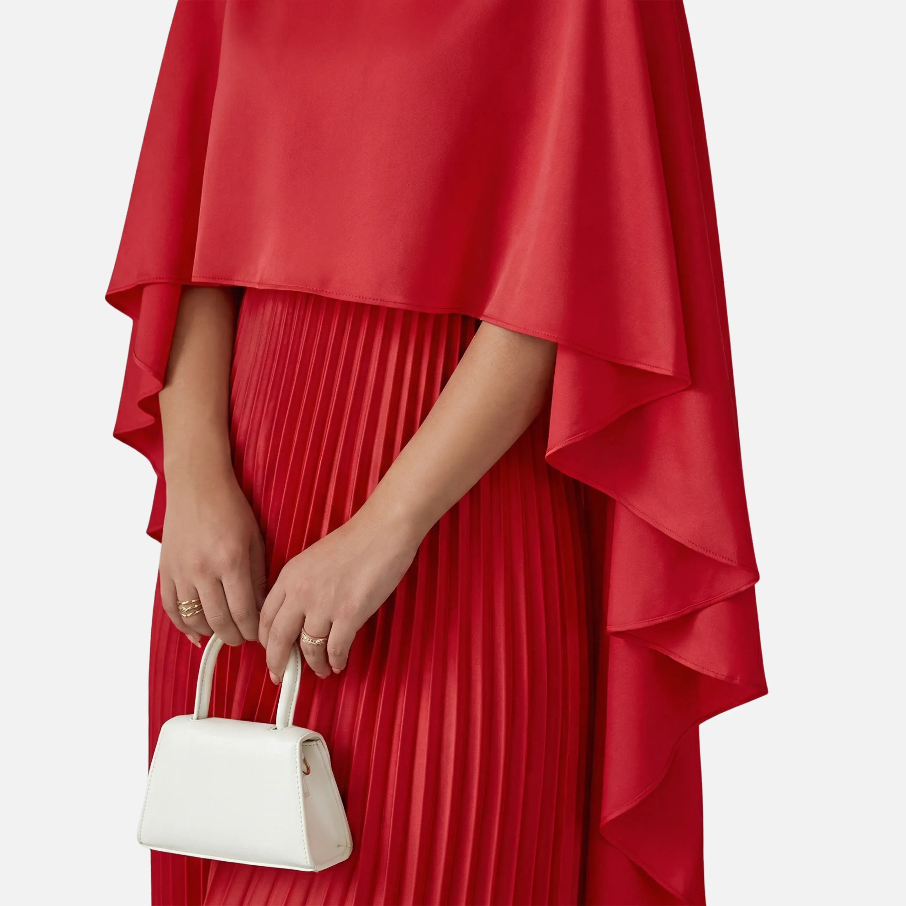 Pleated Chiffon Maxi Dress with Cape Overlay for Women TARHUS AS - Womens - Dresses